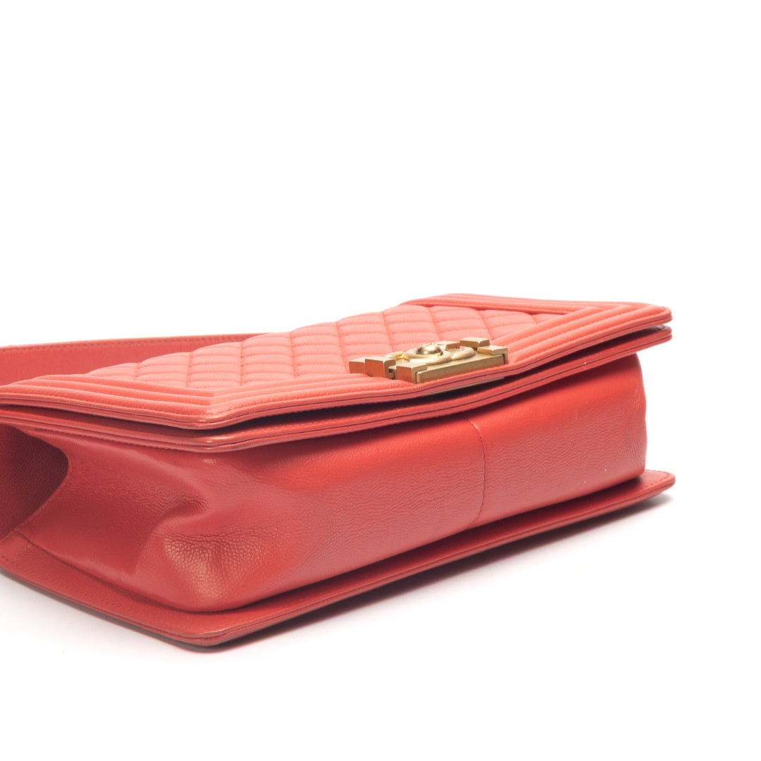 Chanel Lambskin Boy Flap Crossbody Bag Red