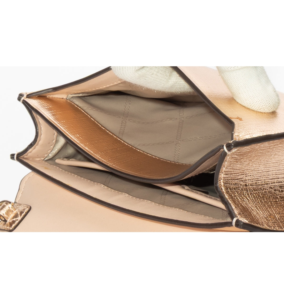 Michael Kors Pink Metallic Envelope Clutch Crossbody Bag