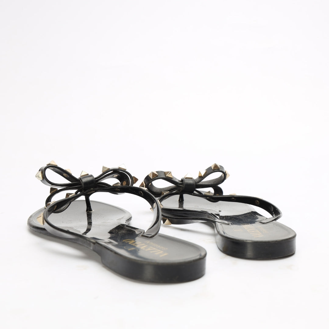 Valentino Garavani Black Rockstud Rubber Flats