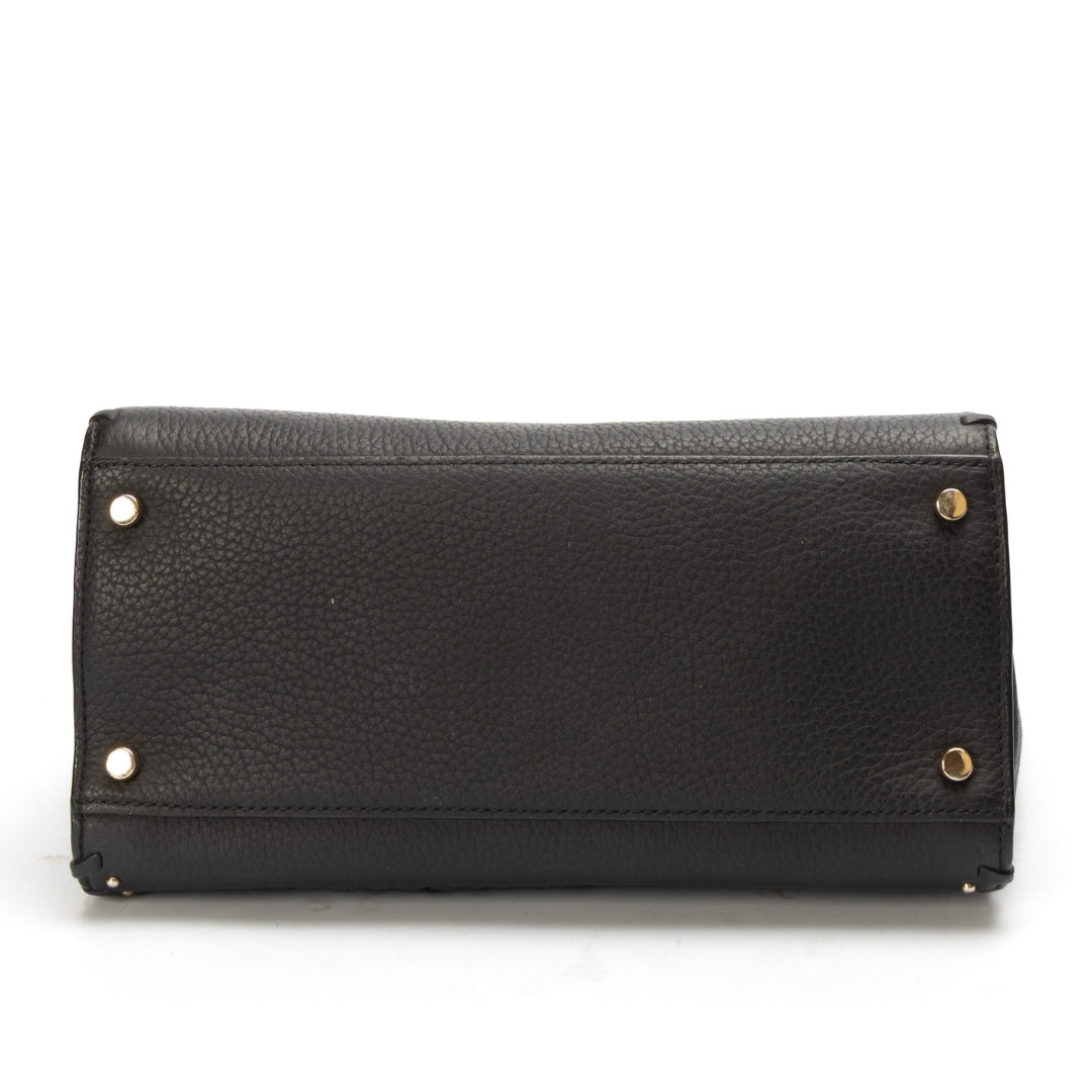 Kate Spade Black Larissa Floral Whipstitch Satchel