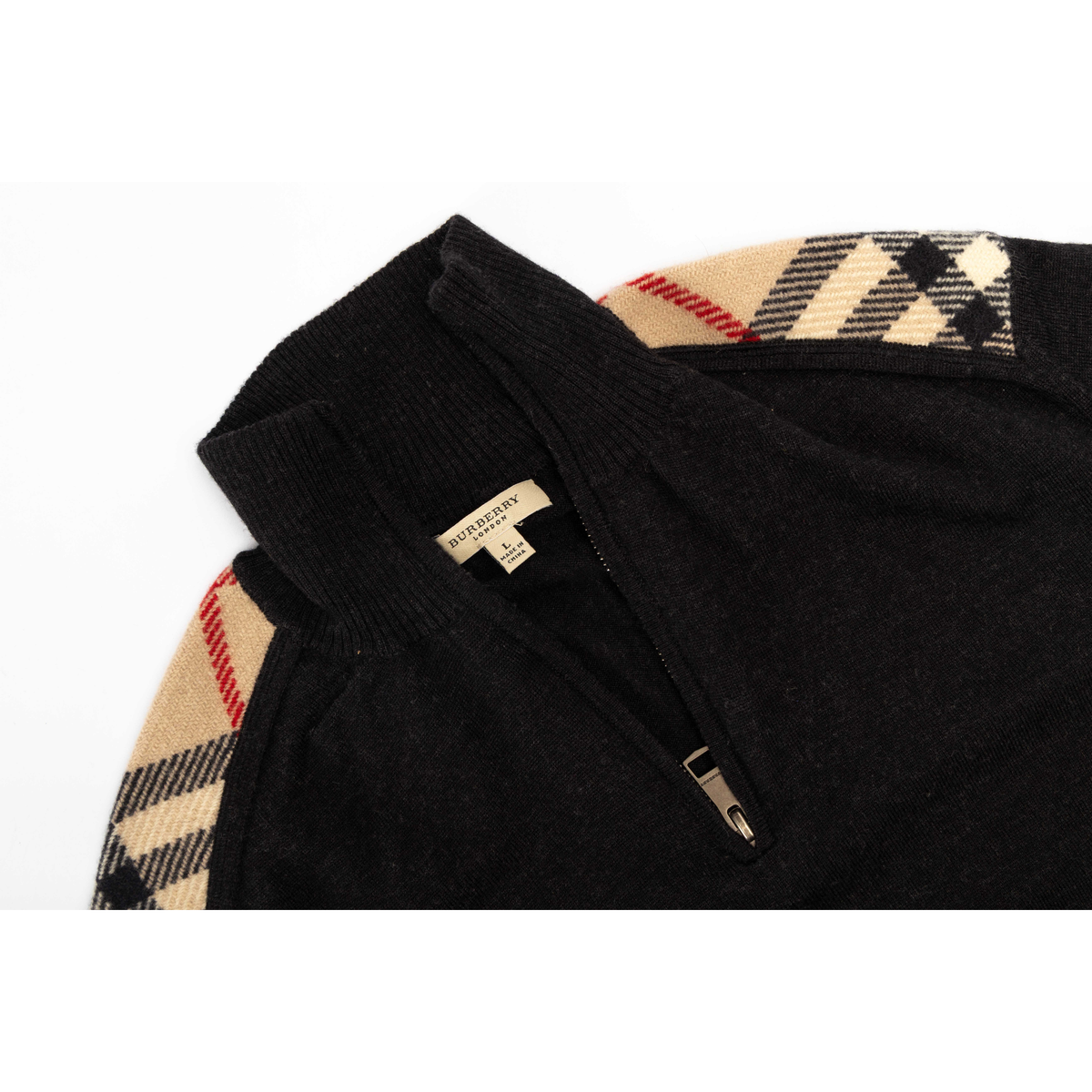 Burberry Check Half-Zip Sweater