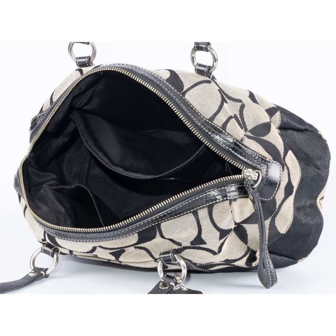 Coach Signature Black Canvas Leather Shoulder Bag