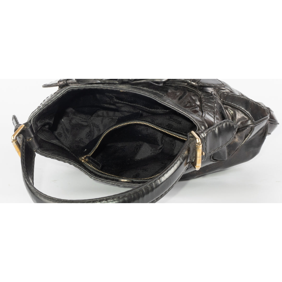 Gucci Black Dialux Queen Hobo Bag