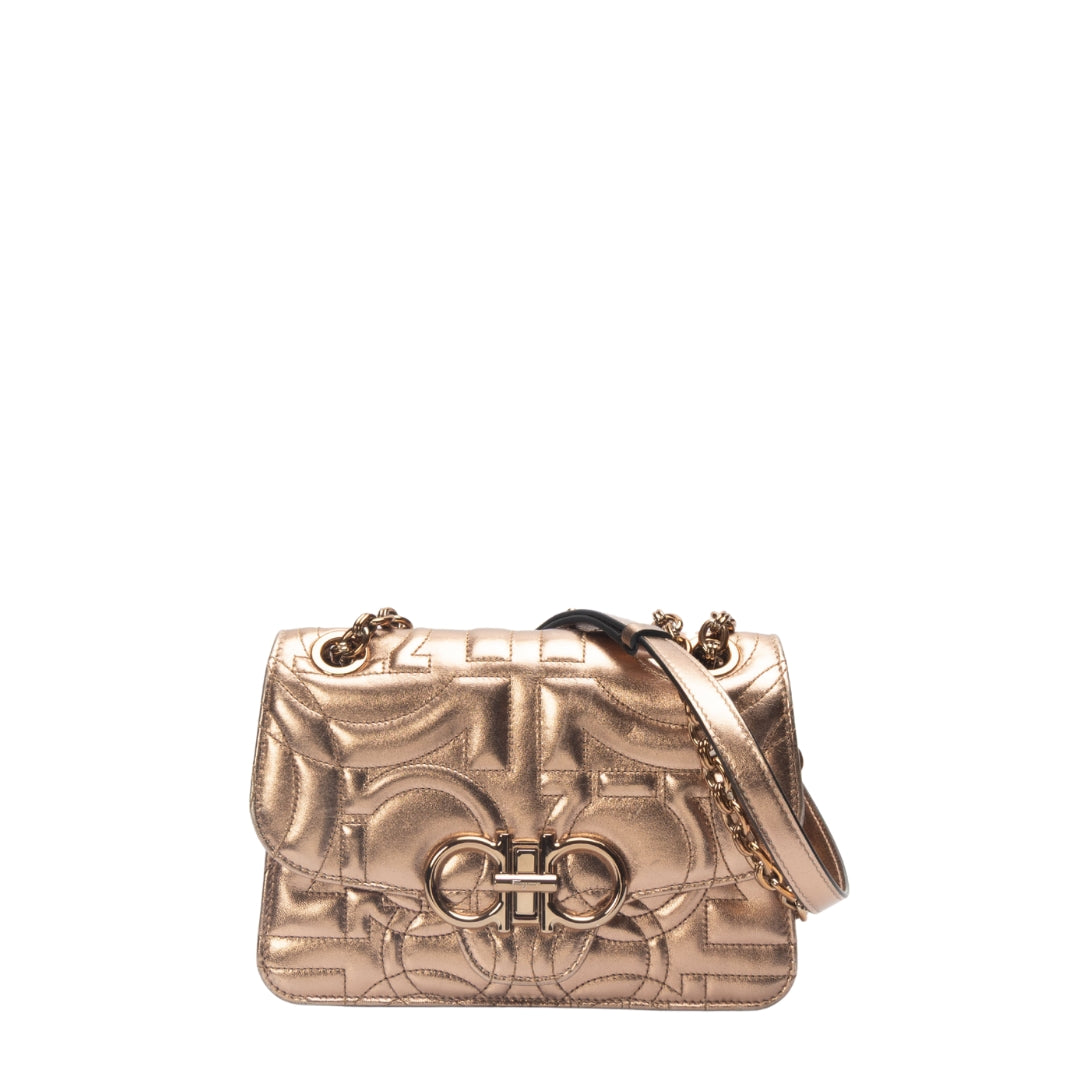 Salvatore Ferragamo Copper Gancini Quilted Crossbody Bag