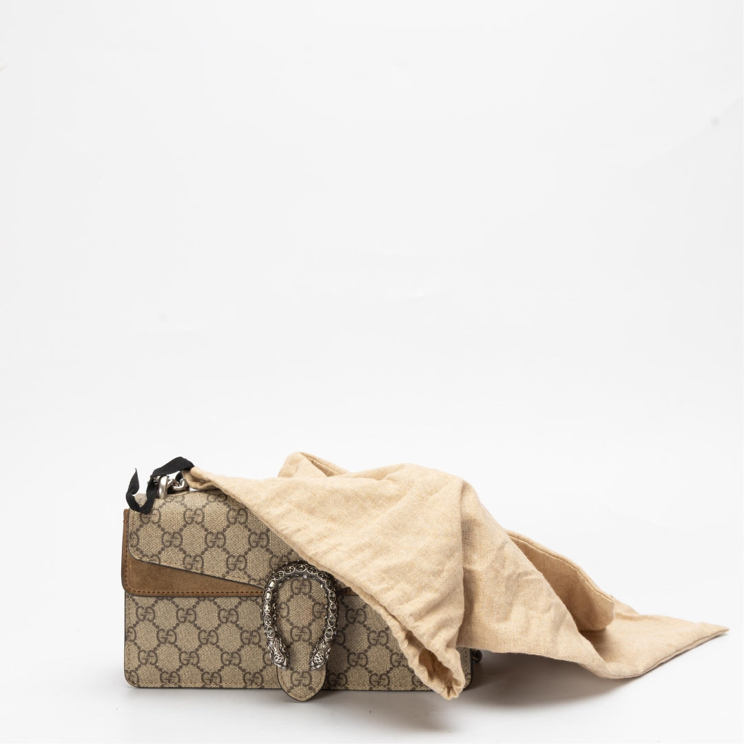 Gucci GG Supreme Canvas Suede Dionysus Shoulder Bag