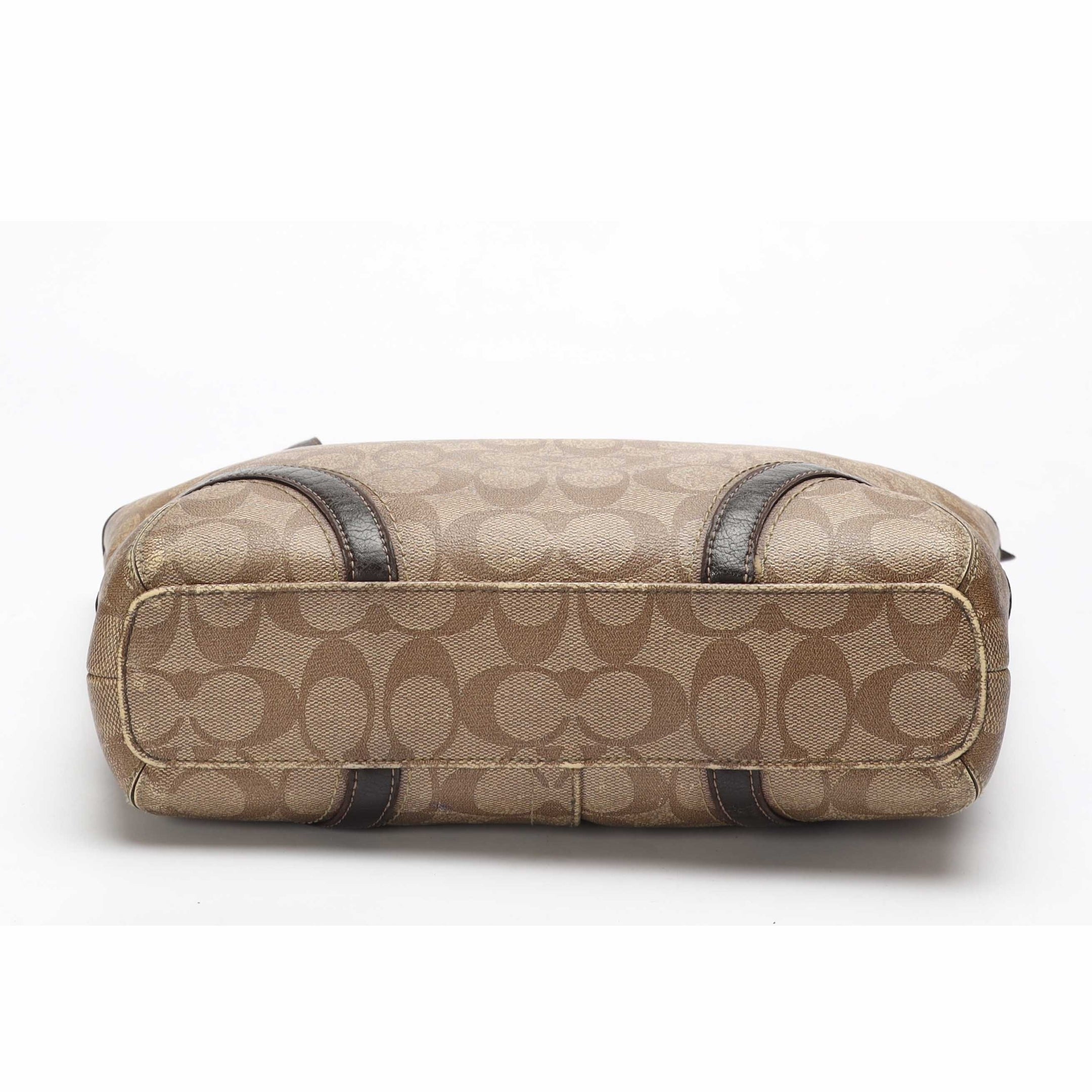Coach Beige/Brown Signature Heritage Peyton Tote