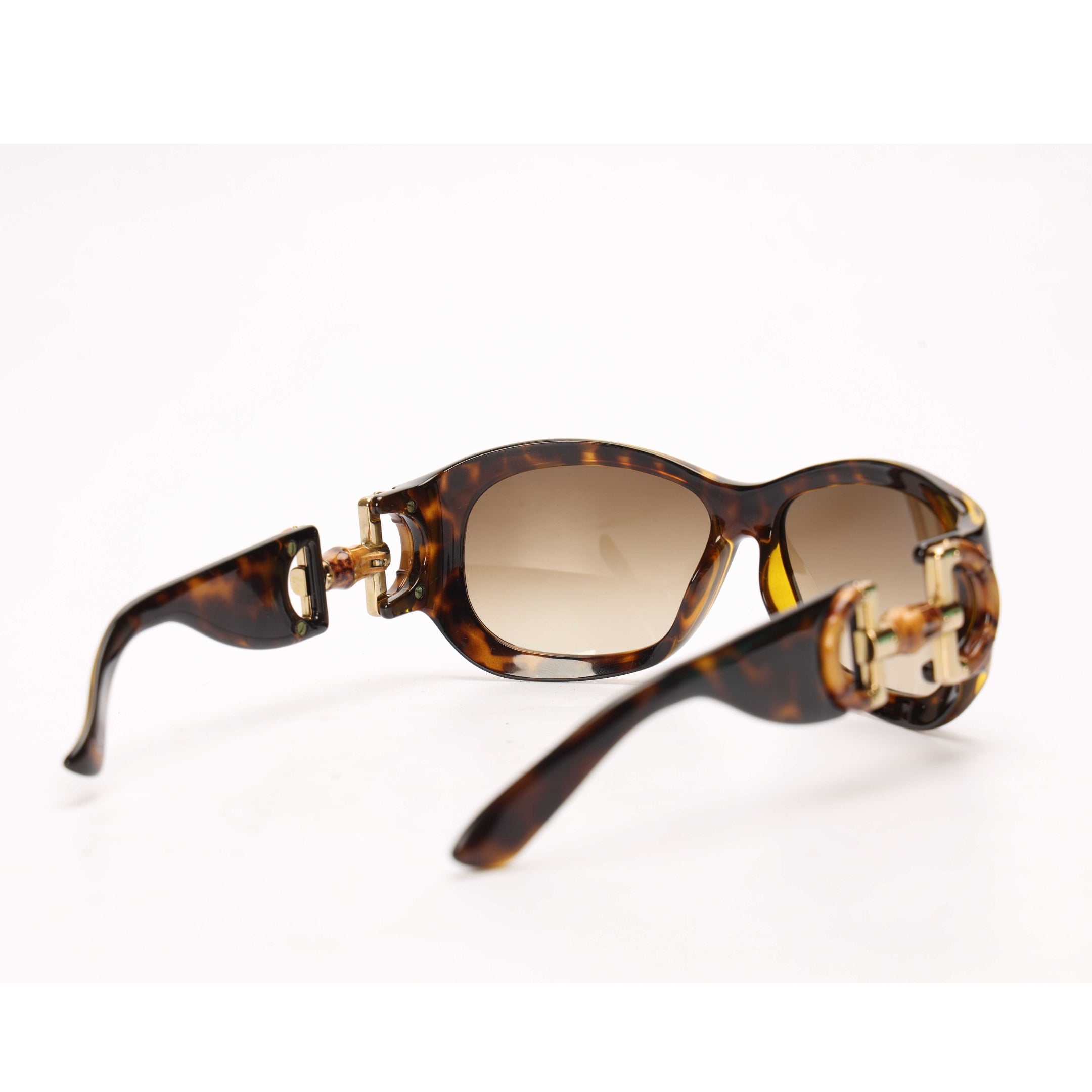 Gucci Brown Bamboo Horsebit Oversized Sunglasses