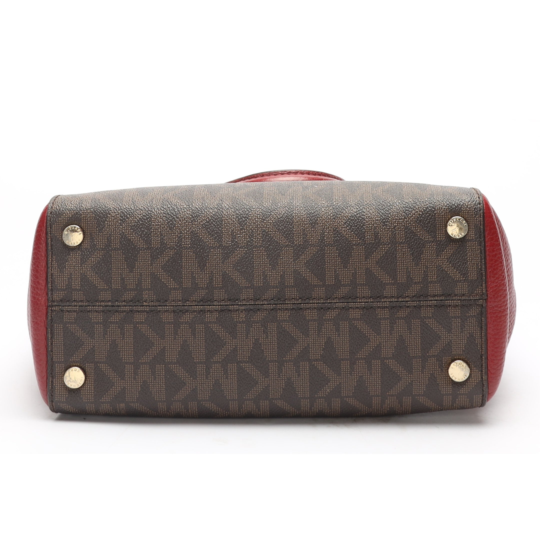 Michael Kors Ciara Red/Brown Signature Logo Satchel