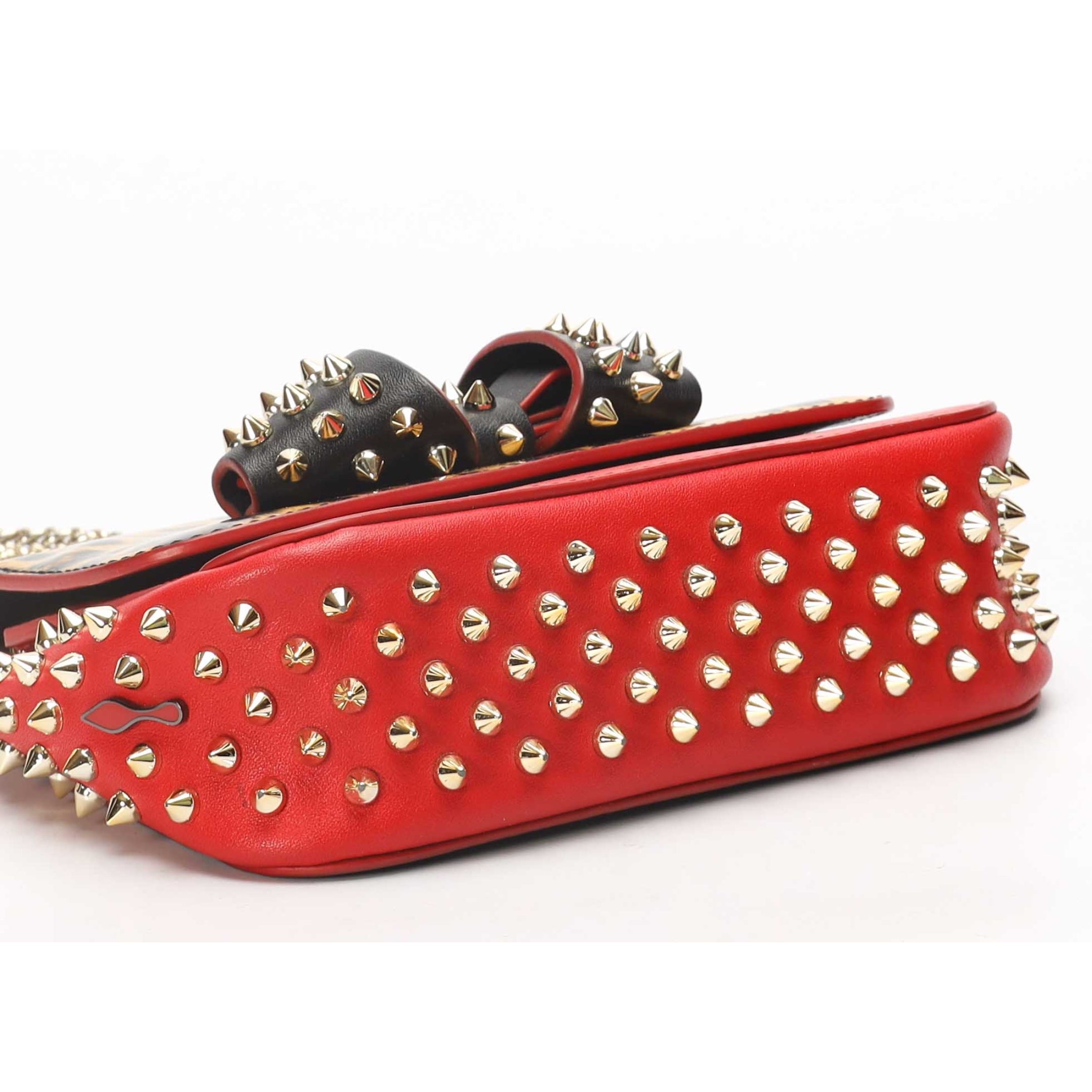 Christian Louboutin Leopard Print Spikes Shoulder Bag
