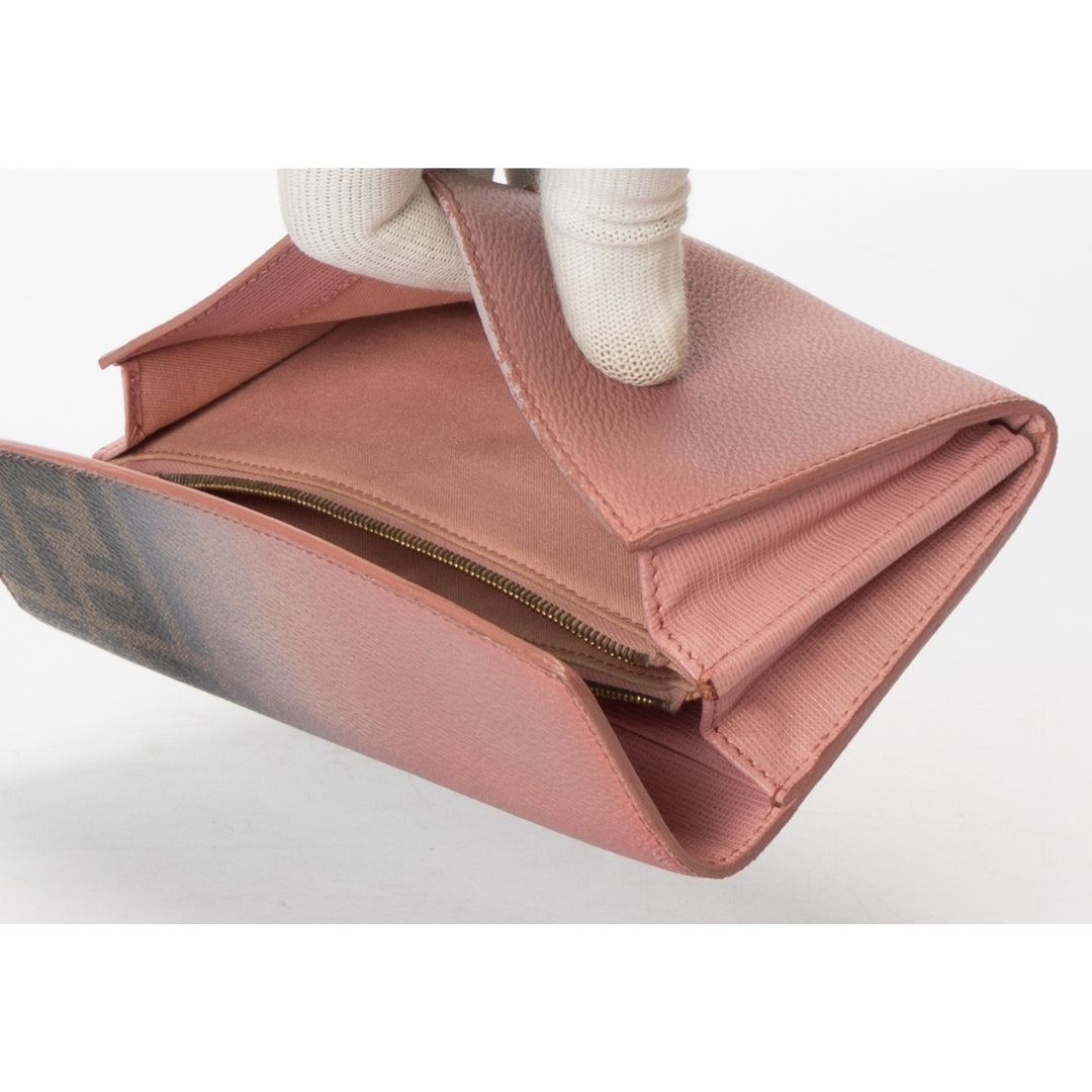 Fendi Pink Ombre Zucca Canvas Continental Wallet