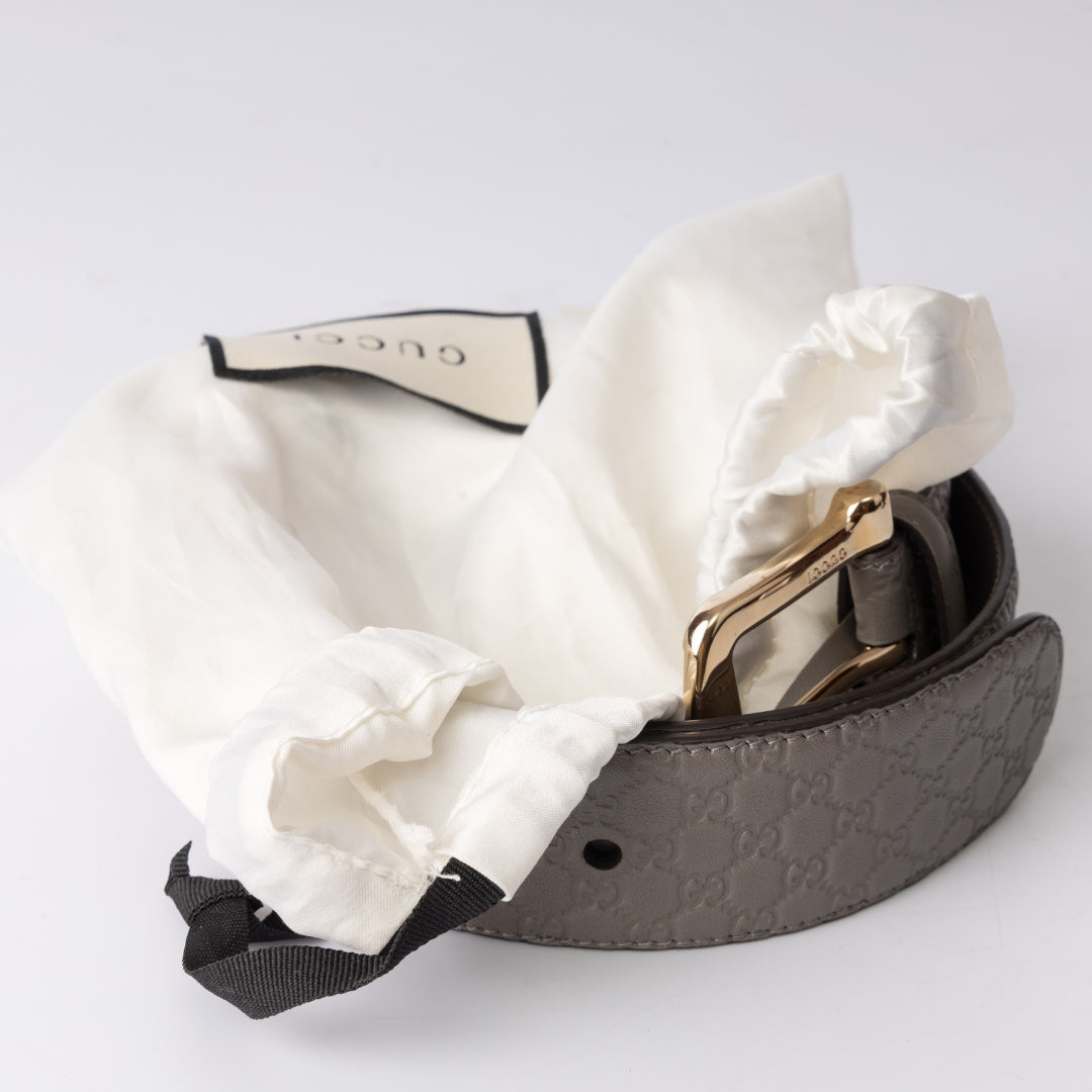 Gucci Micro Guccissima Embossed Leather Buckle Belt