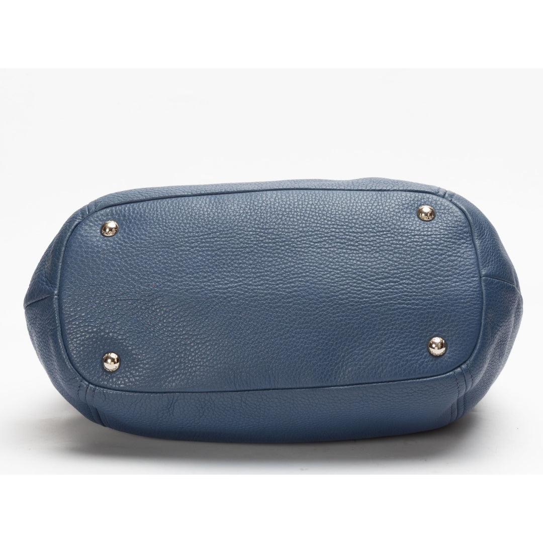 Prada Blue Vitello Daino Hobo Bag