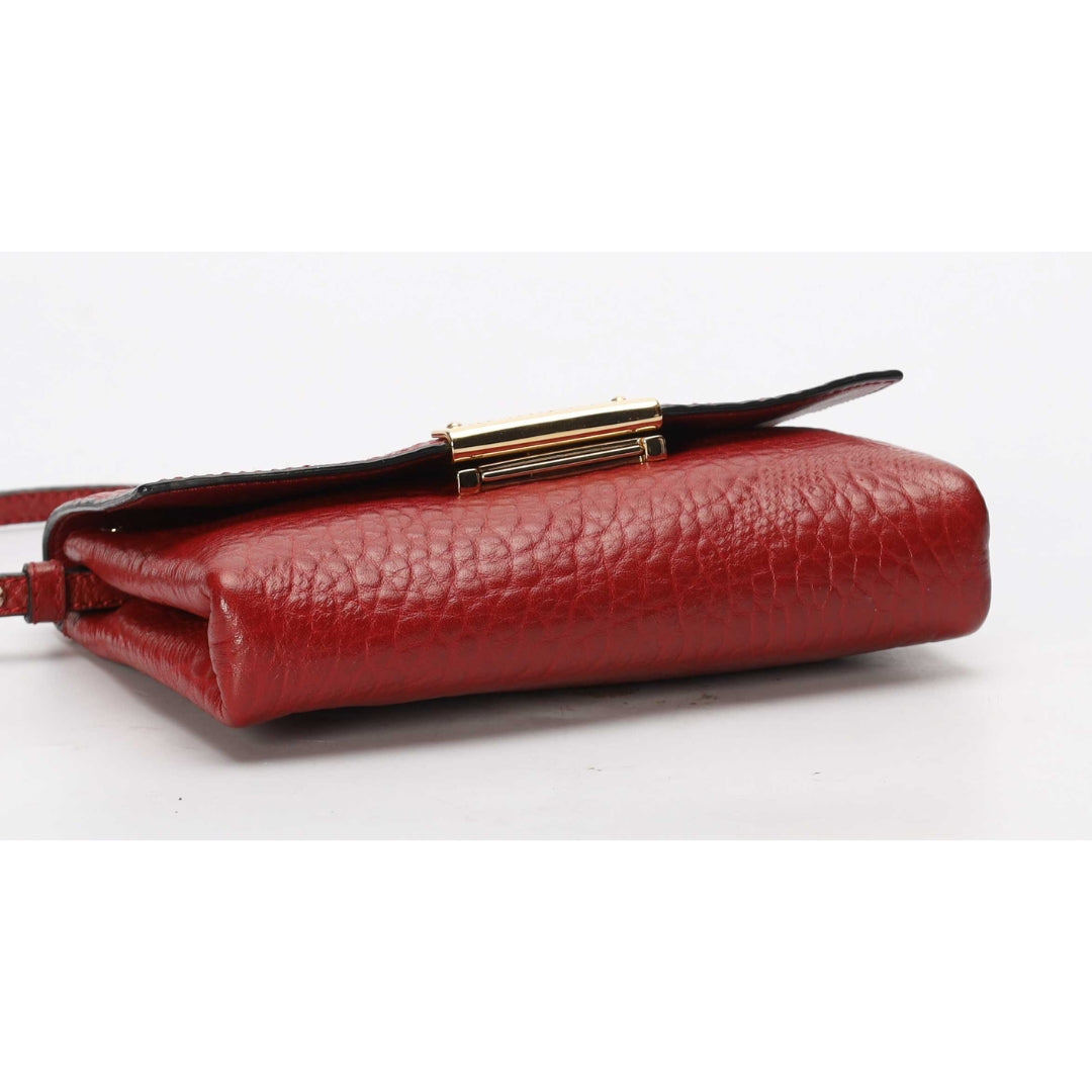 Burberry Red Embossed Langley Crossbody Bag