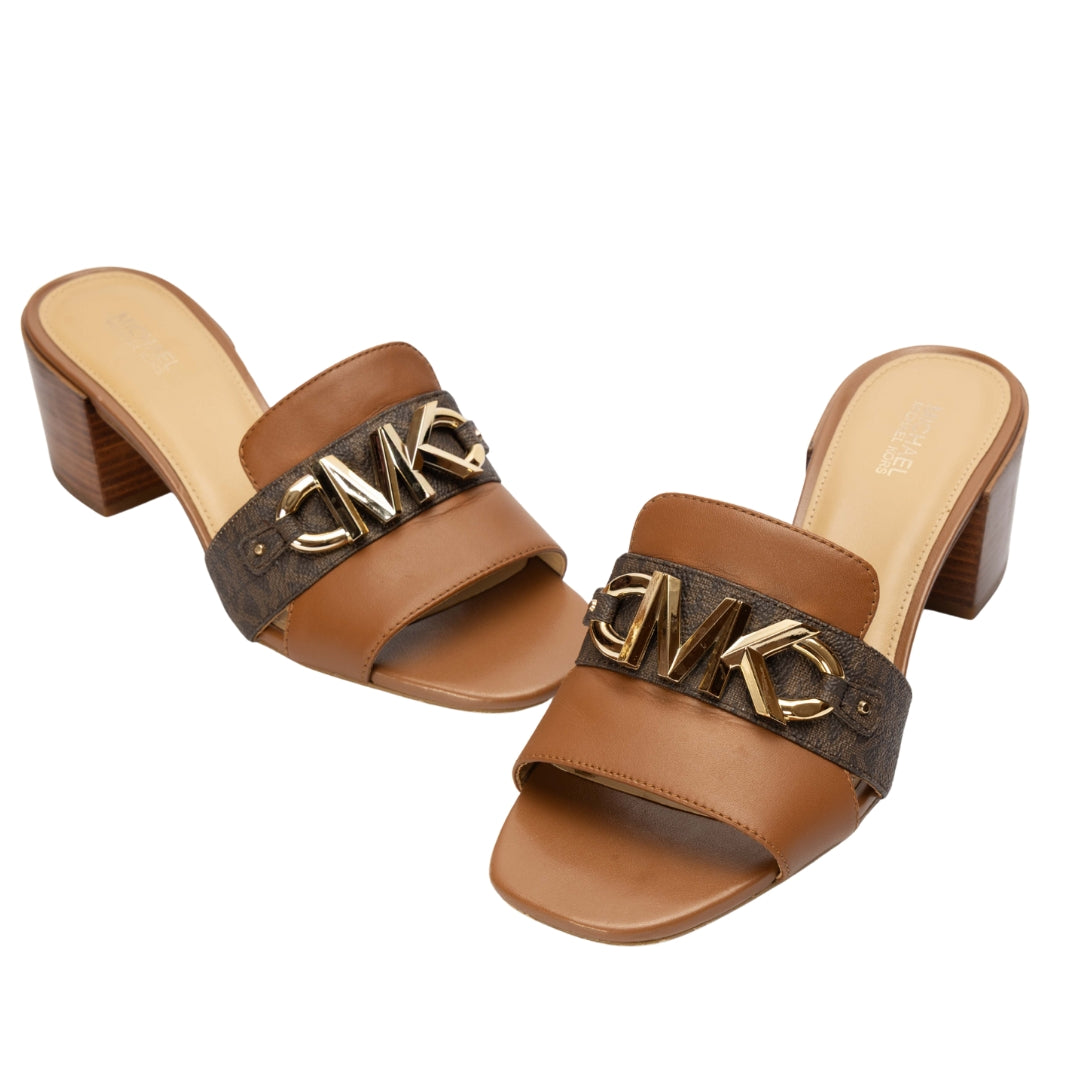 Michael Kors Izzy Logo Embellished Leather Mules
