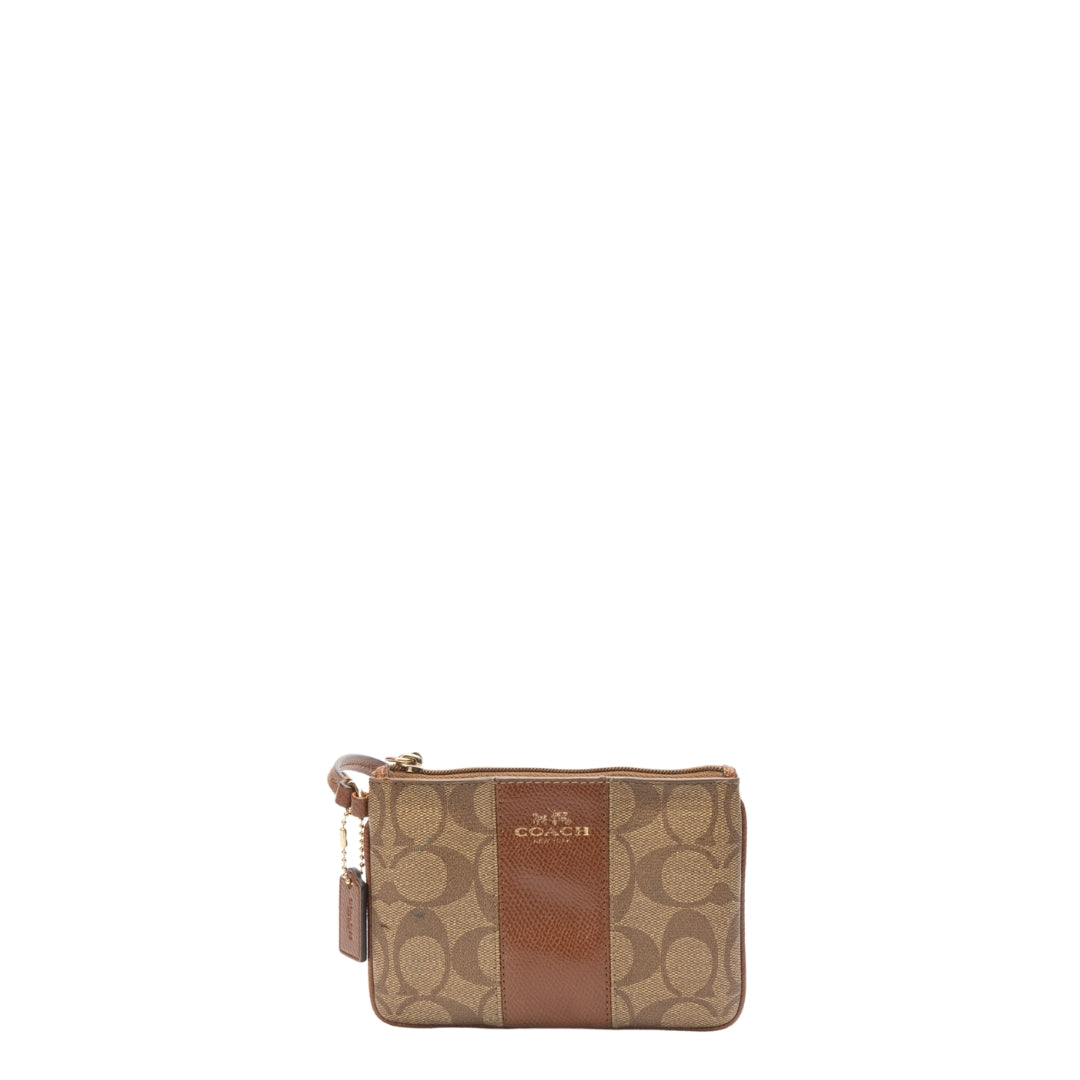 Coach Signature Canvas Zip Wristlet