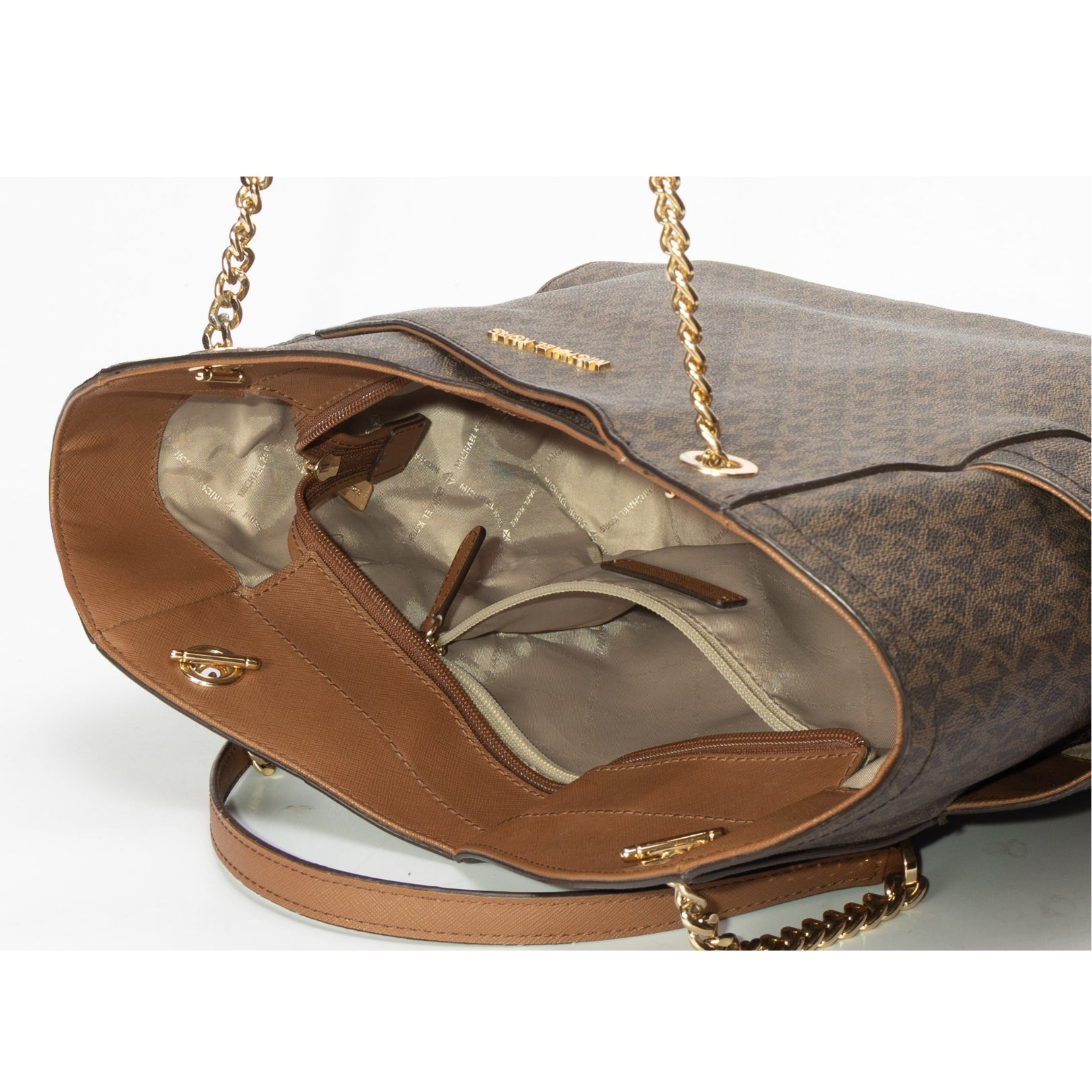 Michael Kors Jet Set Brown Large Logo Tote
