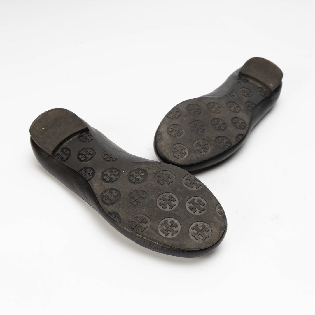 Tory Burch Black Minnie Logo Ballet Flats
