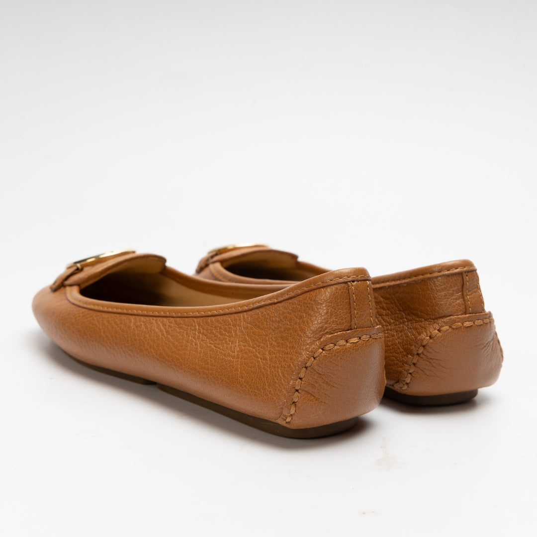 Michael Kors Lillie Tan Leather Ballerinas