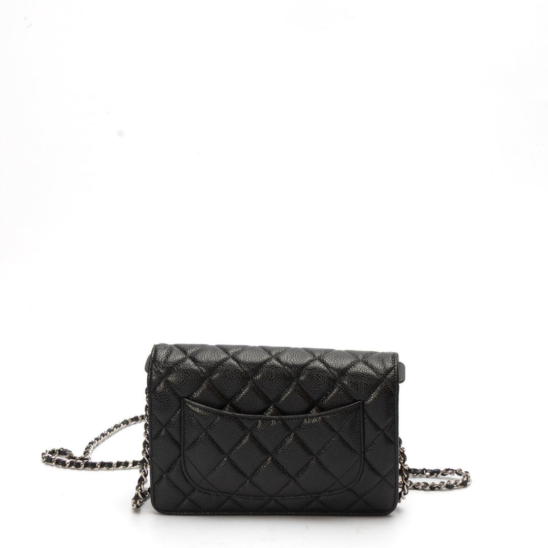 Chanel Black Caviar Quilted Wallet on Chain