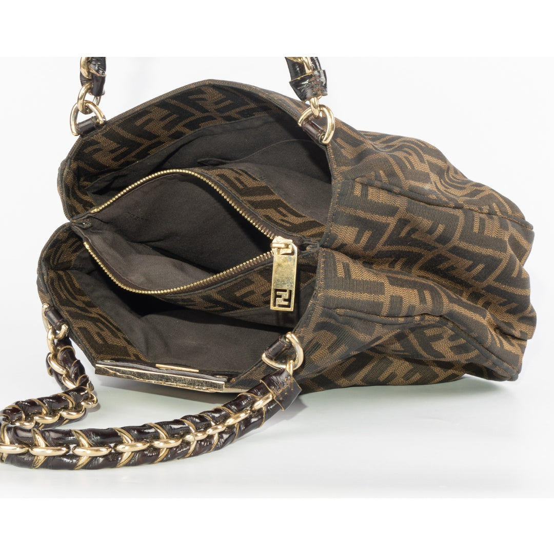 Fendi Zucca Canvas Monogram Mia Shoulder Bag