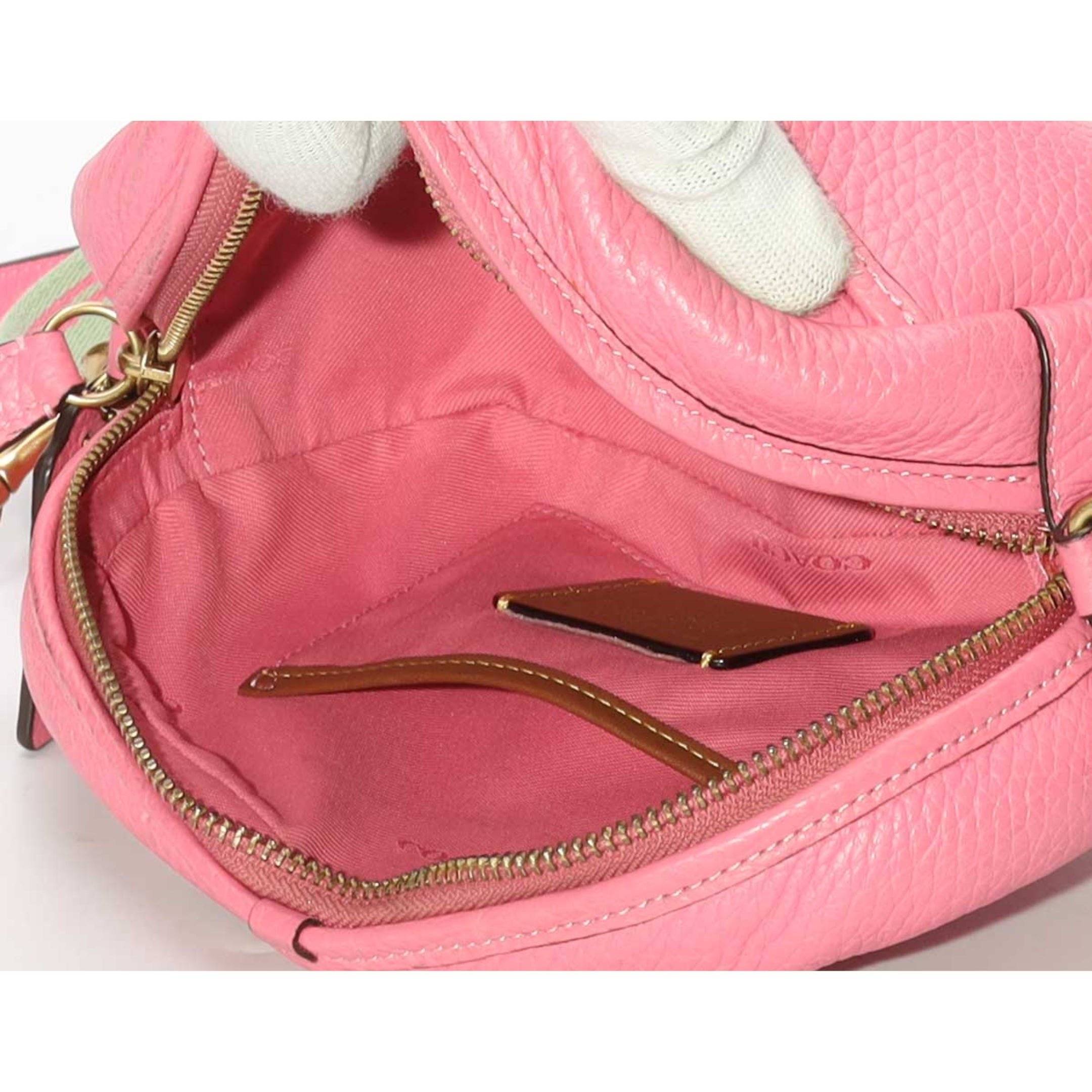 Coach Pink Pebble Leather Camera Crossbody Bag