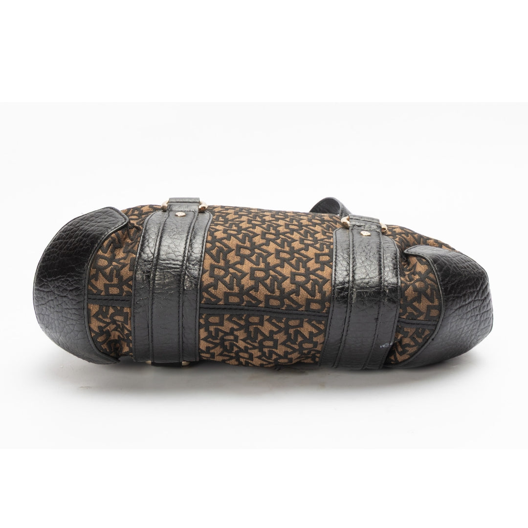 DKNY Dark Brown Monogram Canvas Satchel
