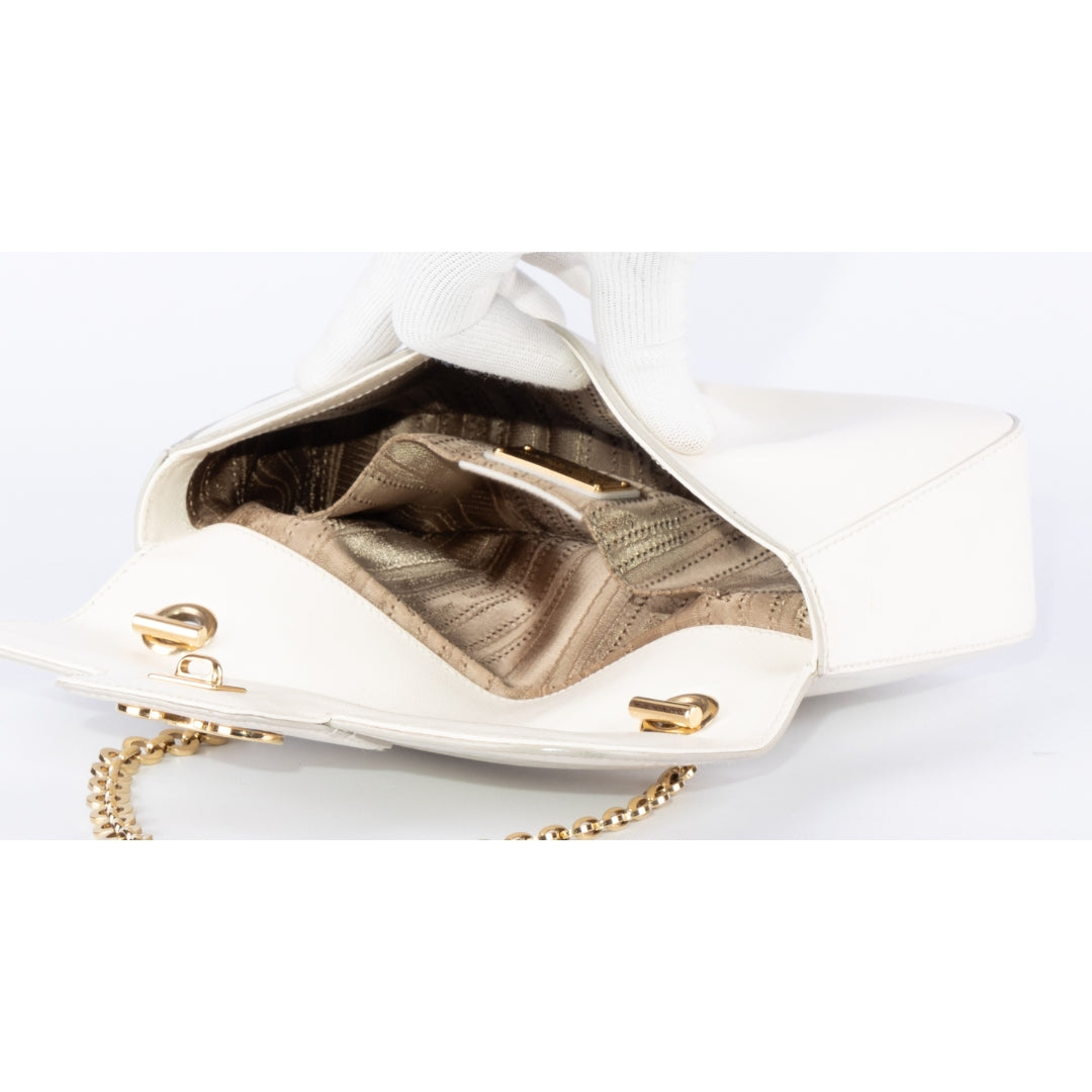 Salvatore Ferragamo Cream Saffiano Leather Rory Shoulder Bag