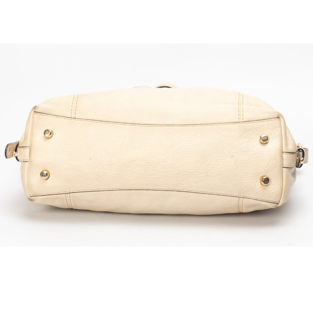 Coach Lenox Pebble Leather Cream Satchel