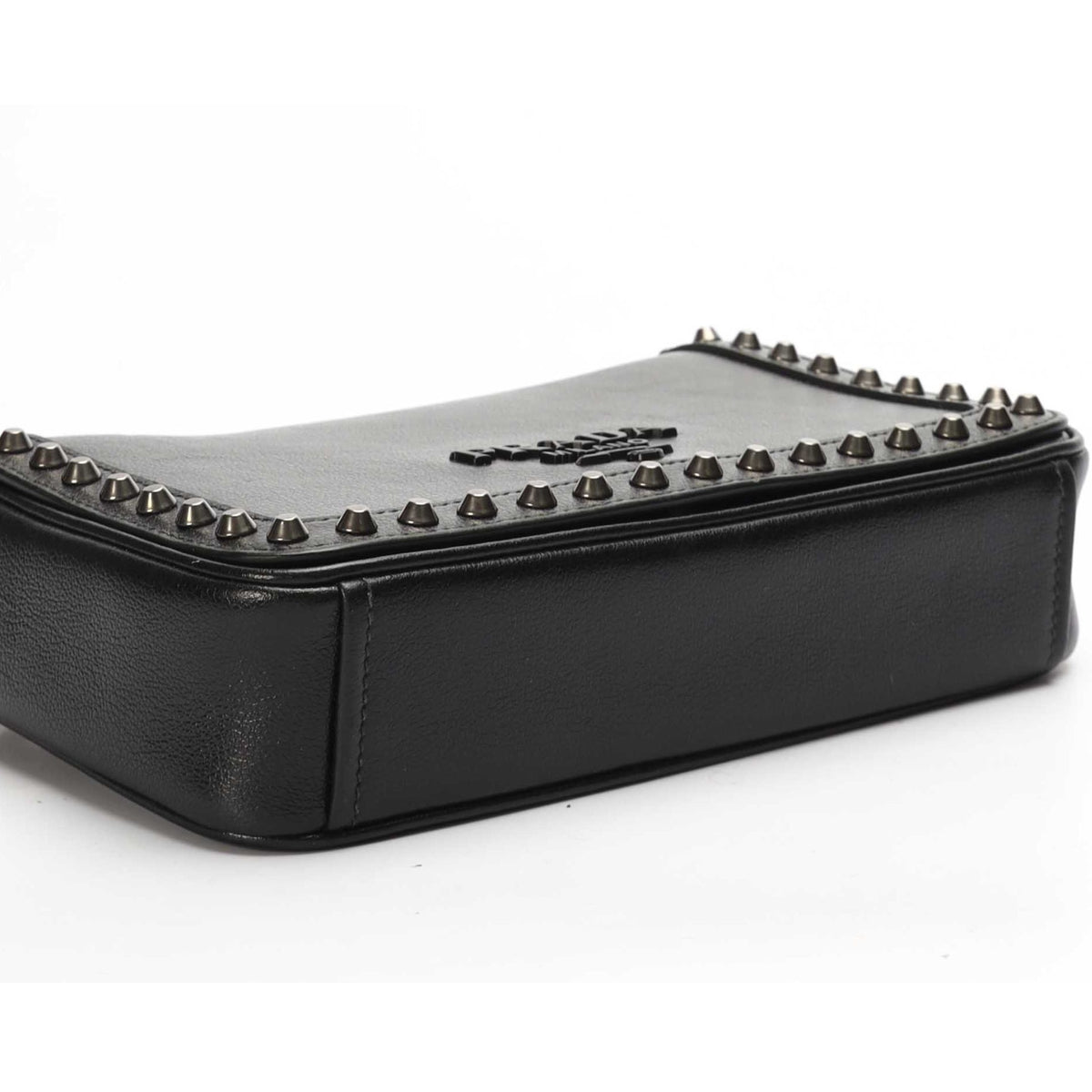 Prada Pattina Glace Calfskin Studded Flap Bag