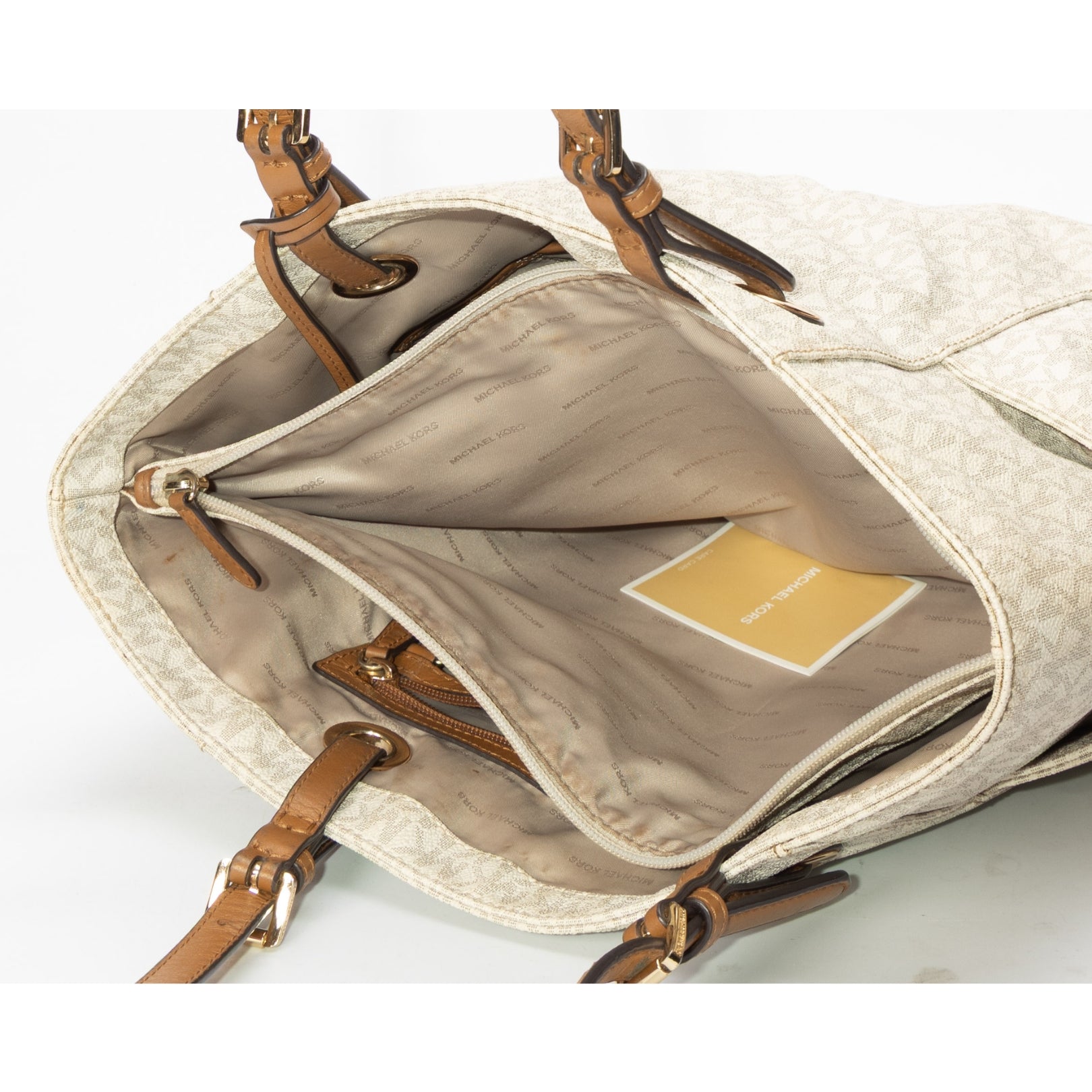 Michael Kors Off White Signature Canvas Jet Set Tote