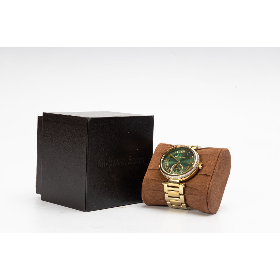 Michael Kors Skylar Green and Gold Stainless Steel Watch
