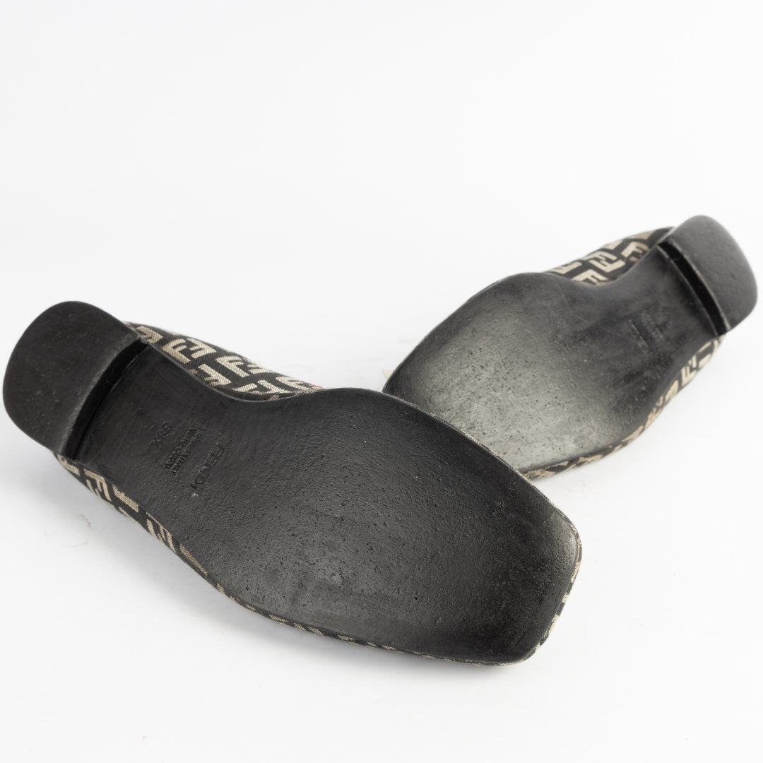 Fendi Ballet Monogram Black Flats