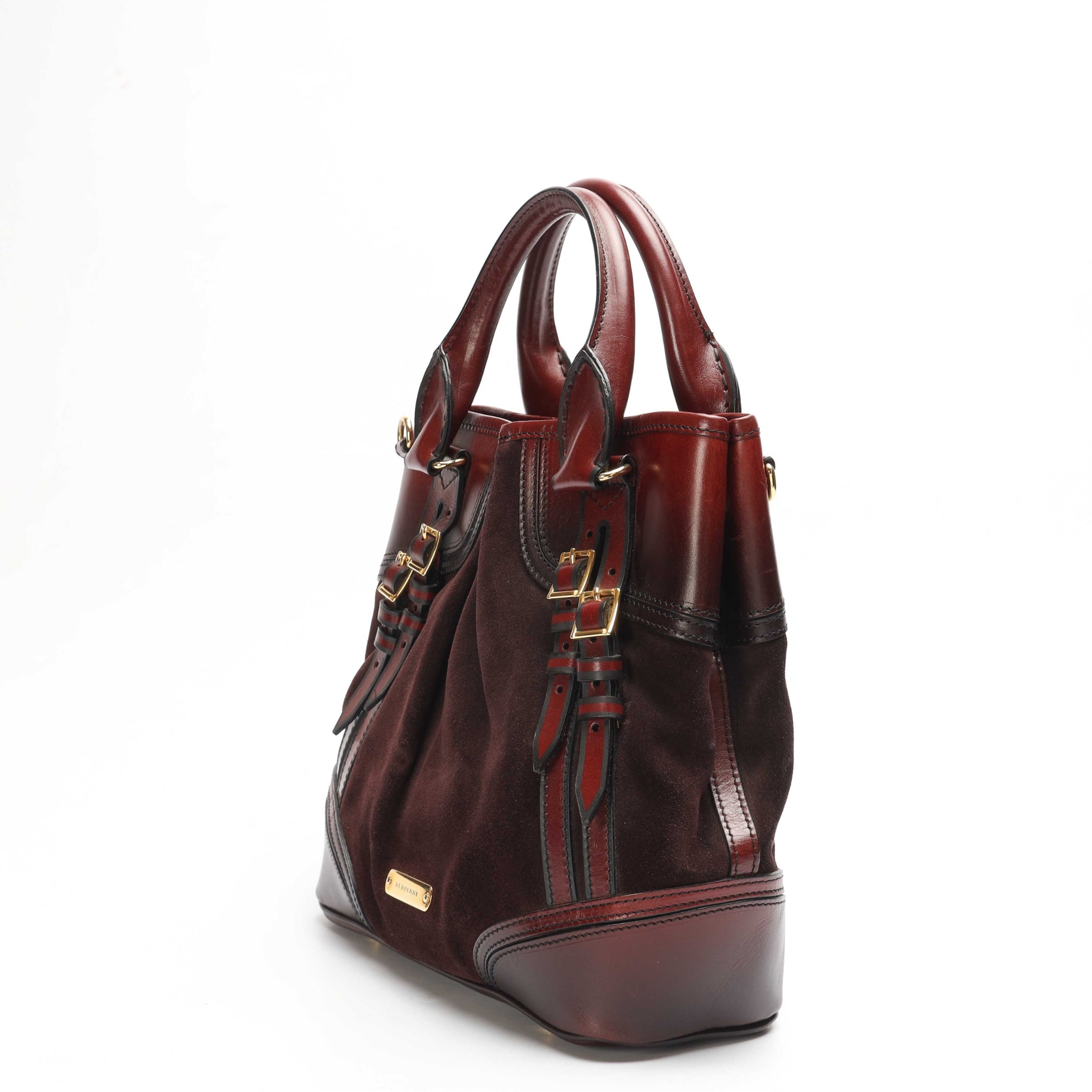 Burberr Red Suede Bridle Whipstitch Tote