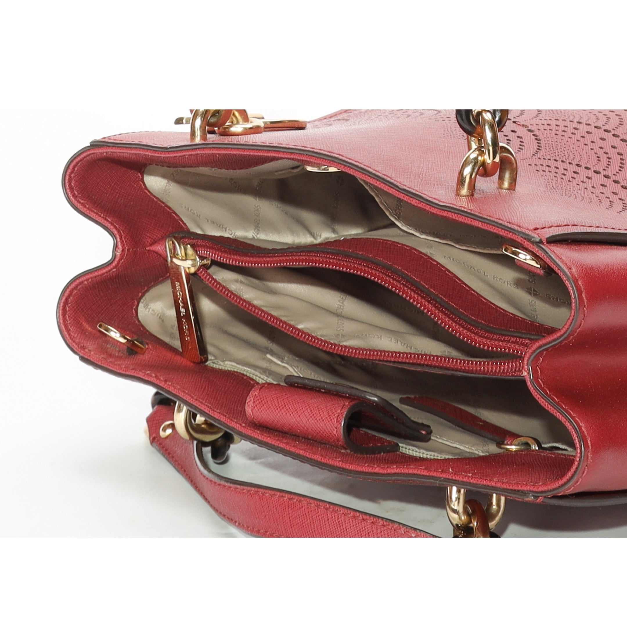 Michael Kors Sophia Maroon Convertible Satchel