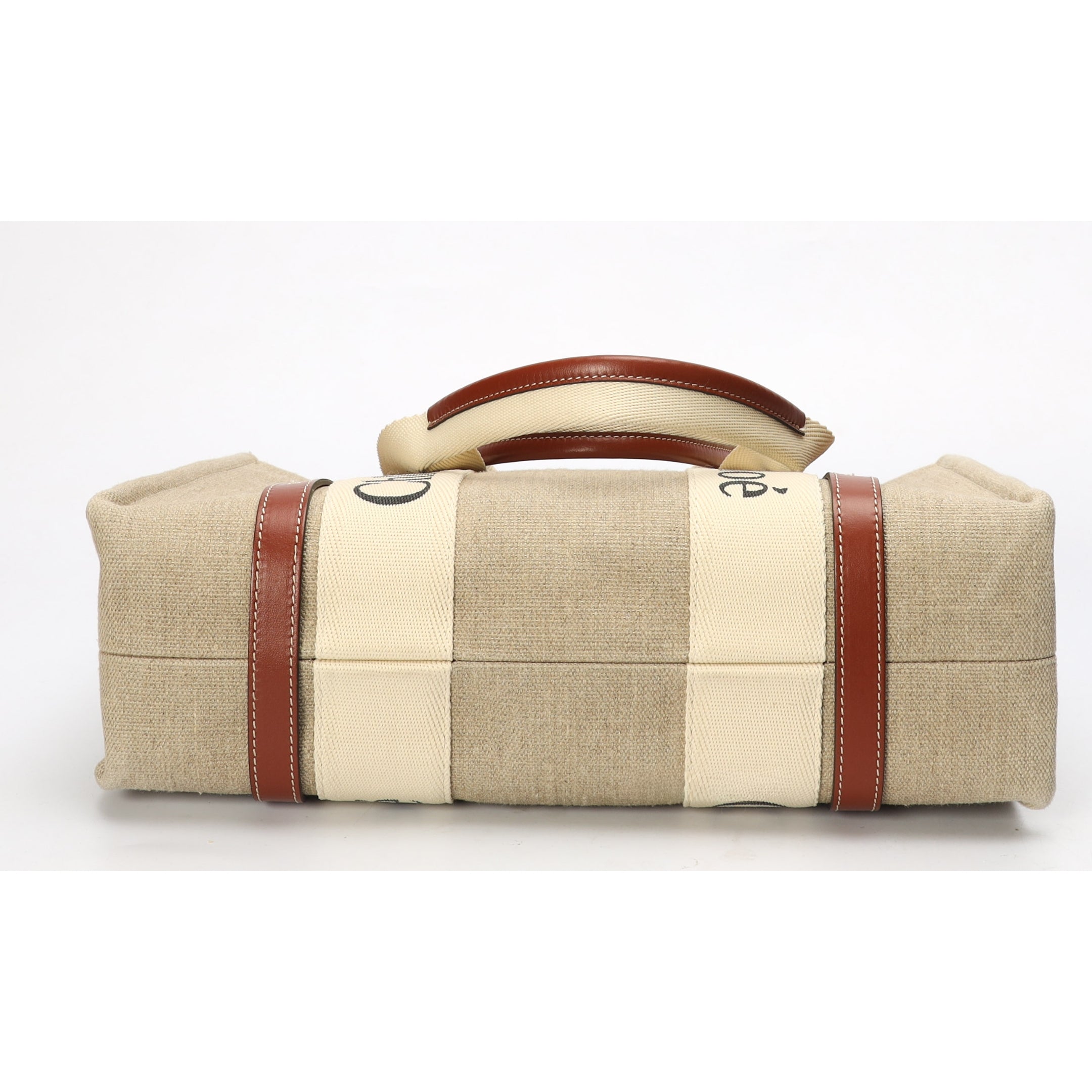 Chloe Woody Beige Linen Tote