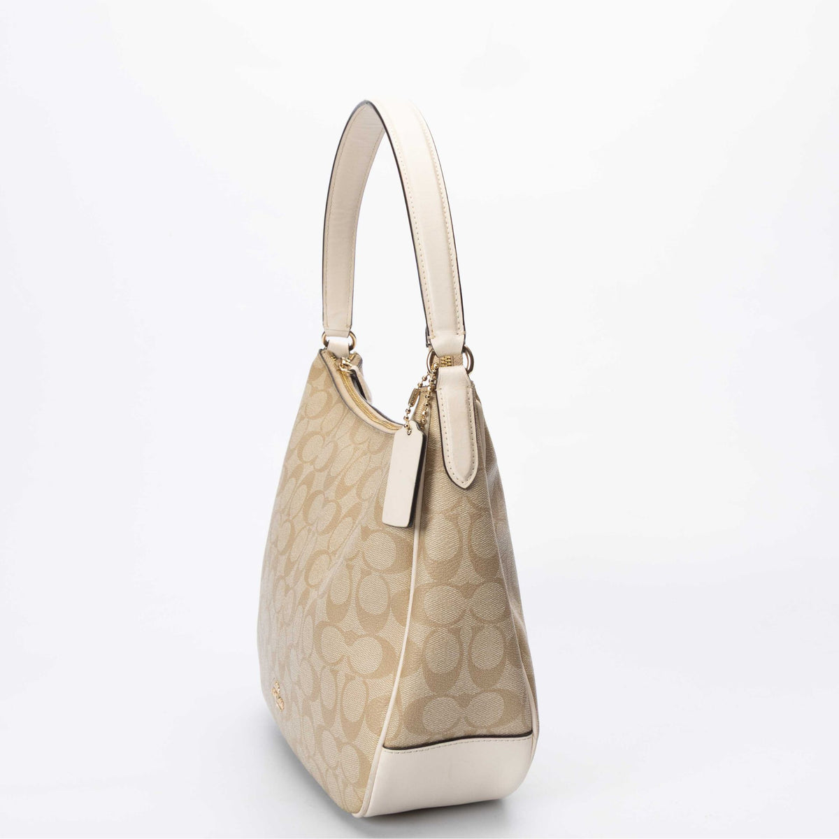 Coach Beige Zip Shoulder Bag