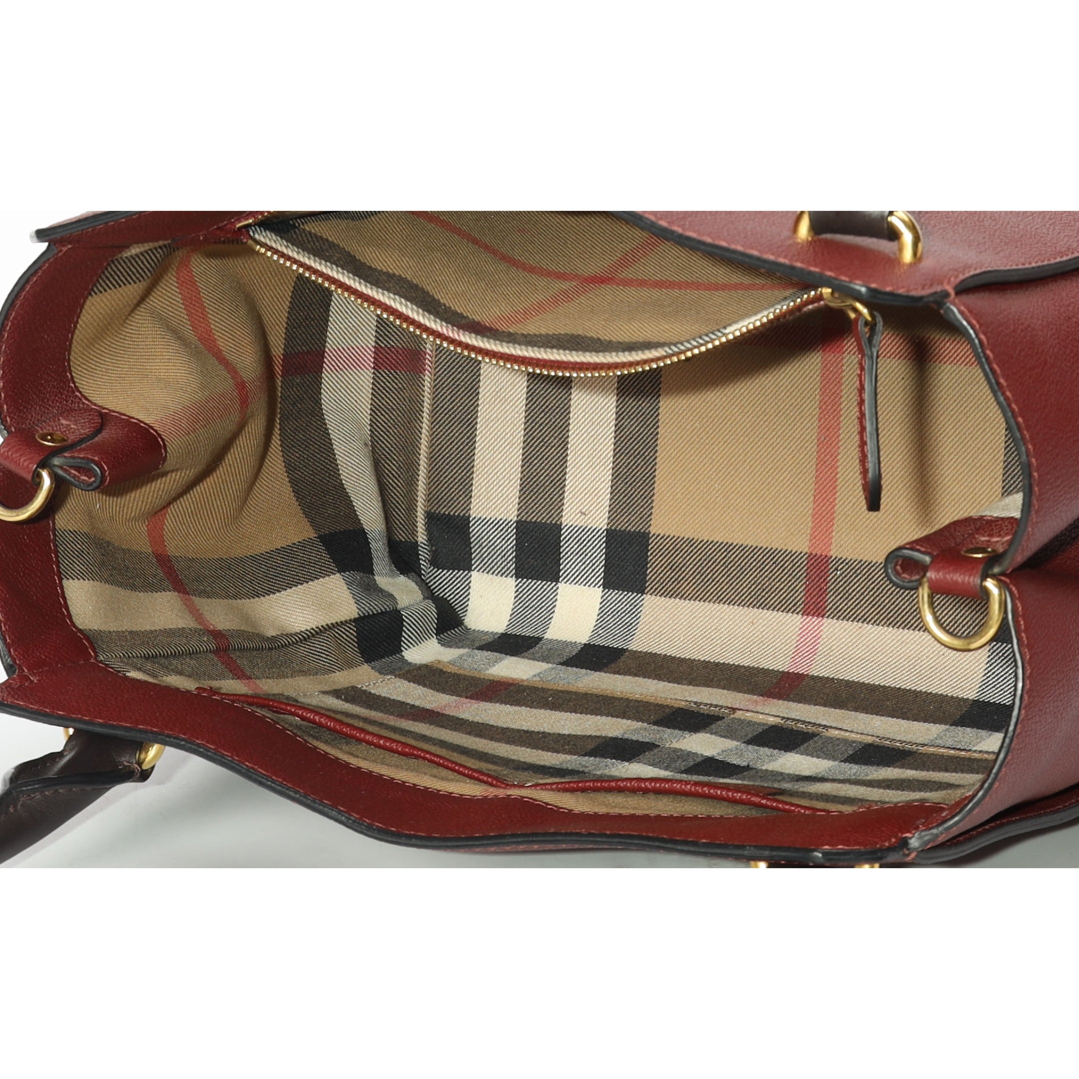 Burberry Burgundy Grainy Small Buckle Tote