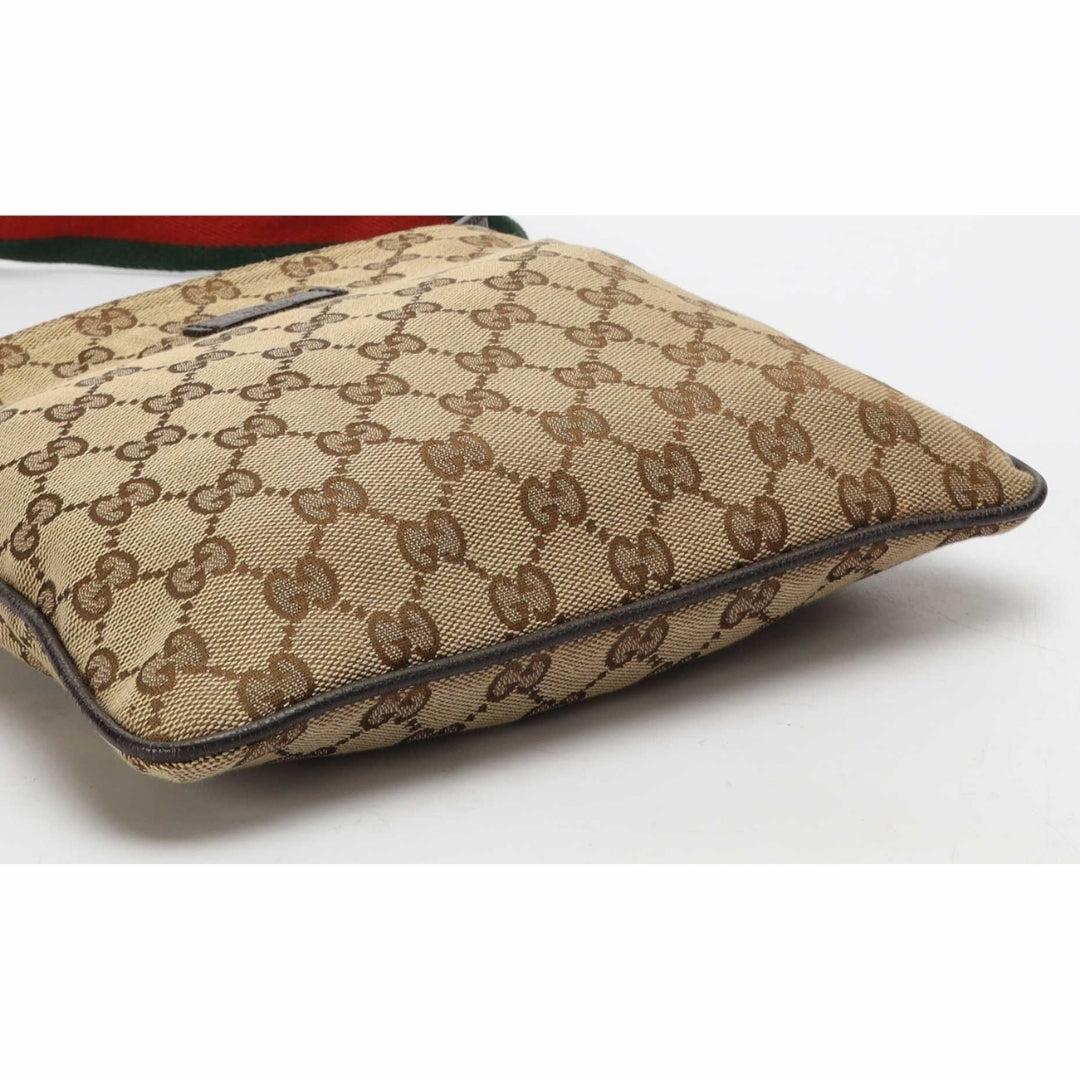 Gucci Beige GG Canvas Small Web Messenger Bag