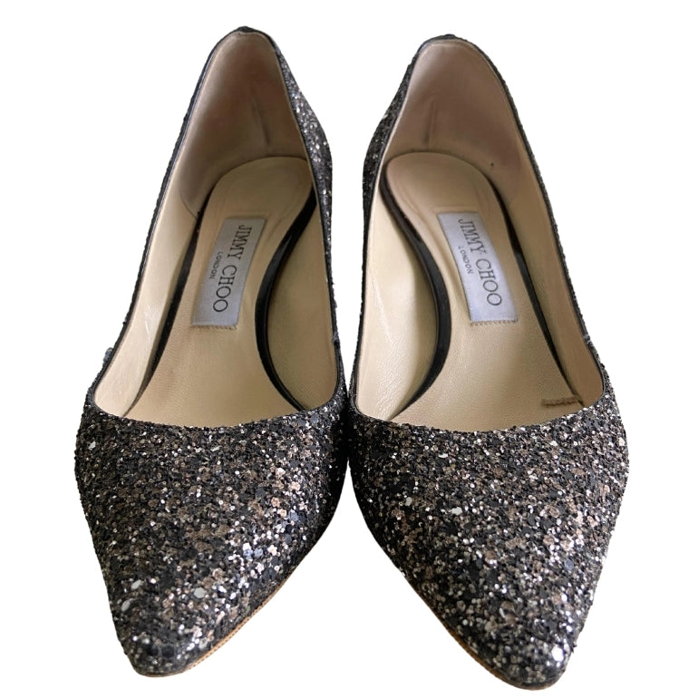 Jimmy Choo Romy 85 Glitter Pumps
