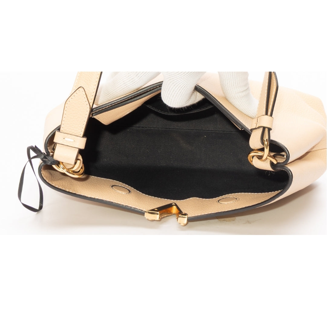 Versace Nude Calf Leather Small Hobo Shoulder Bag