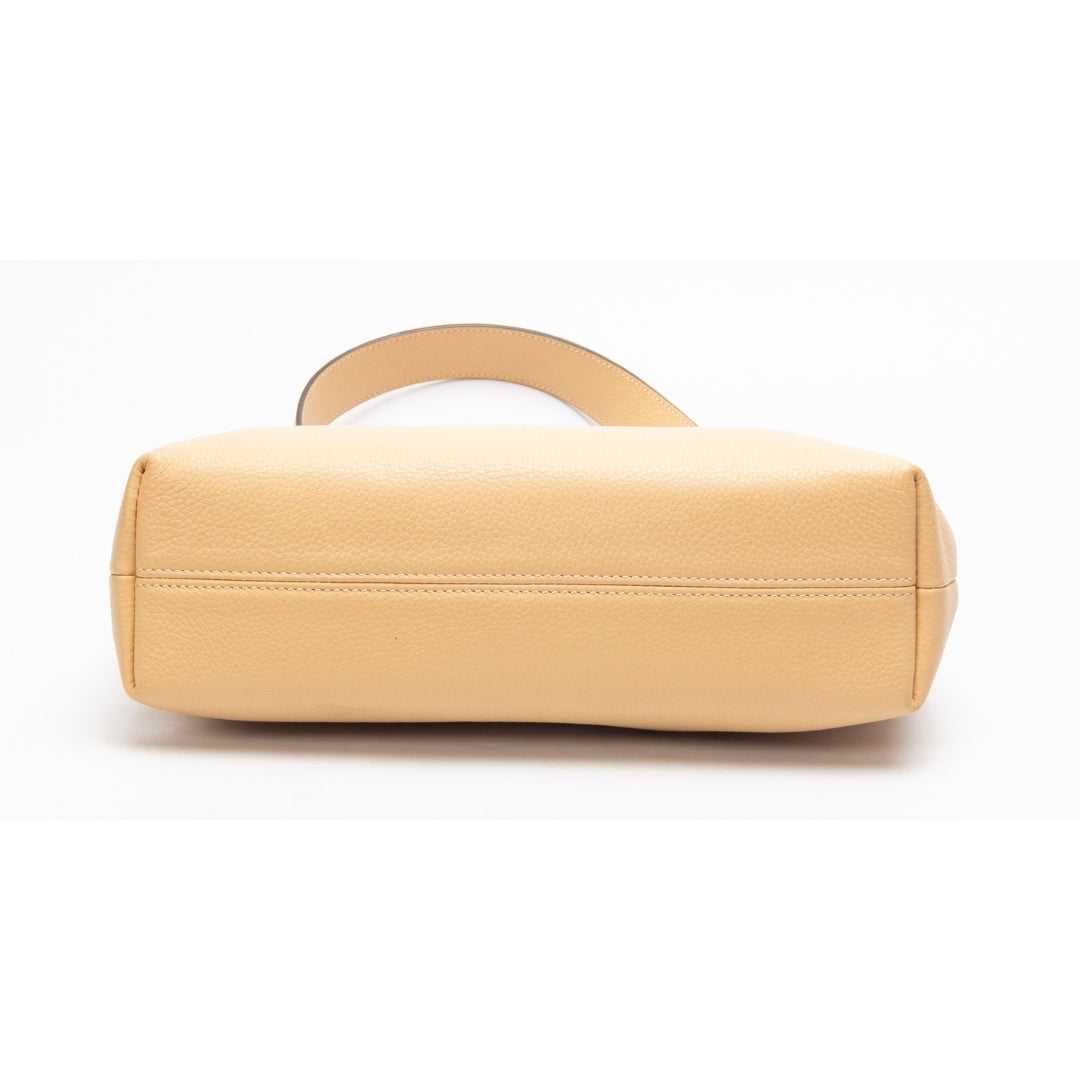 Versace Nude Calf Leather Small Hobo Shoulder Bag