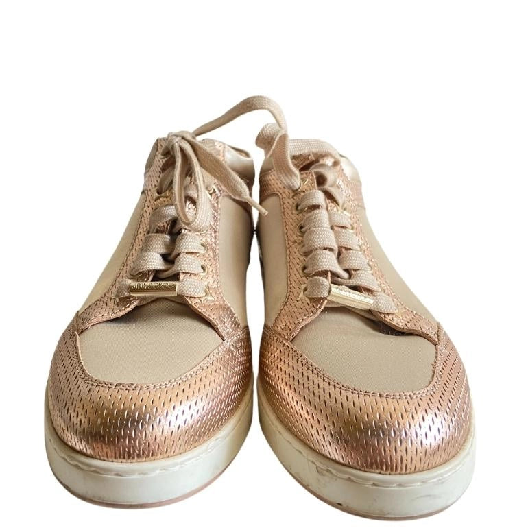 Jimmy Choo Miami Metallic Leather Satin Sneakers