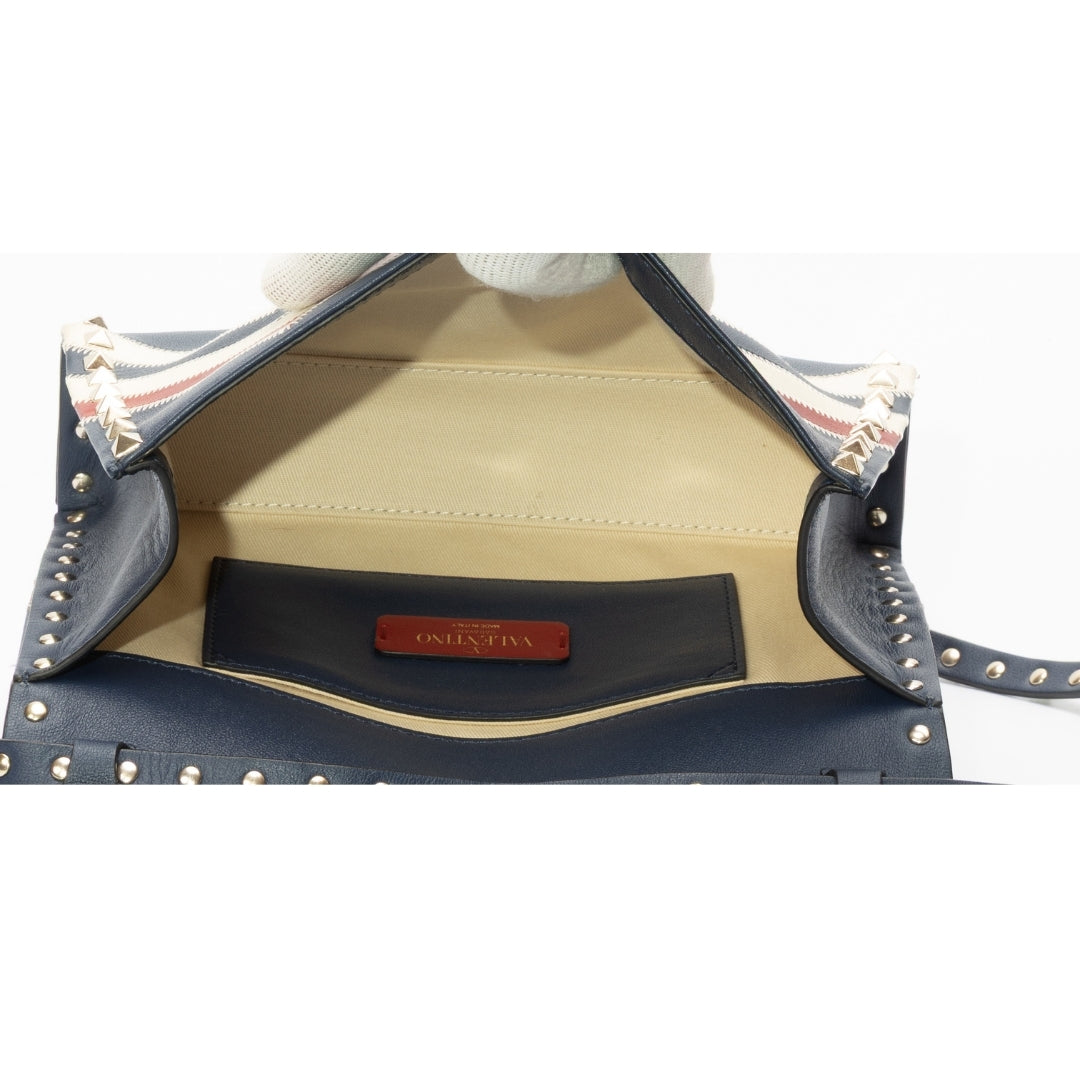 Valentino Multicolor Chevron Canvas Rockstud Crossbody Bag