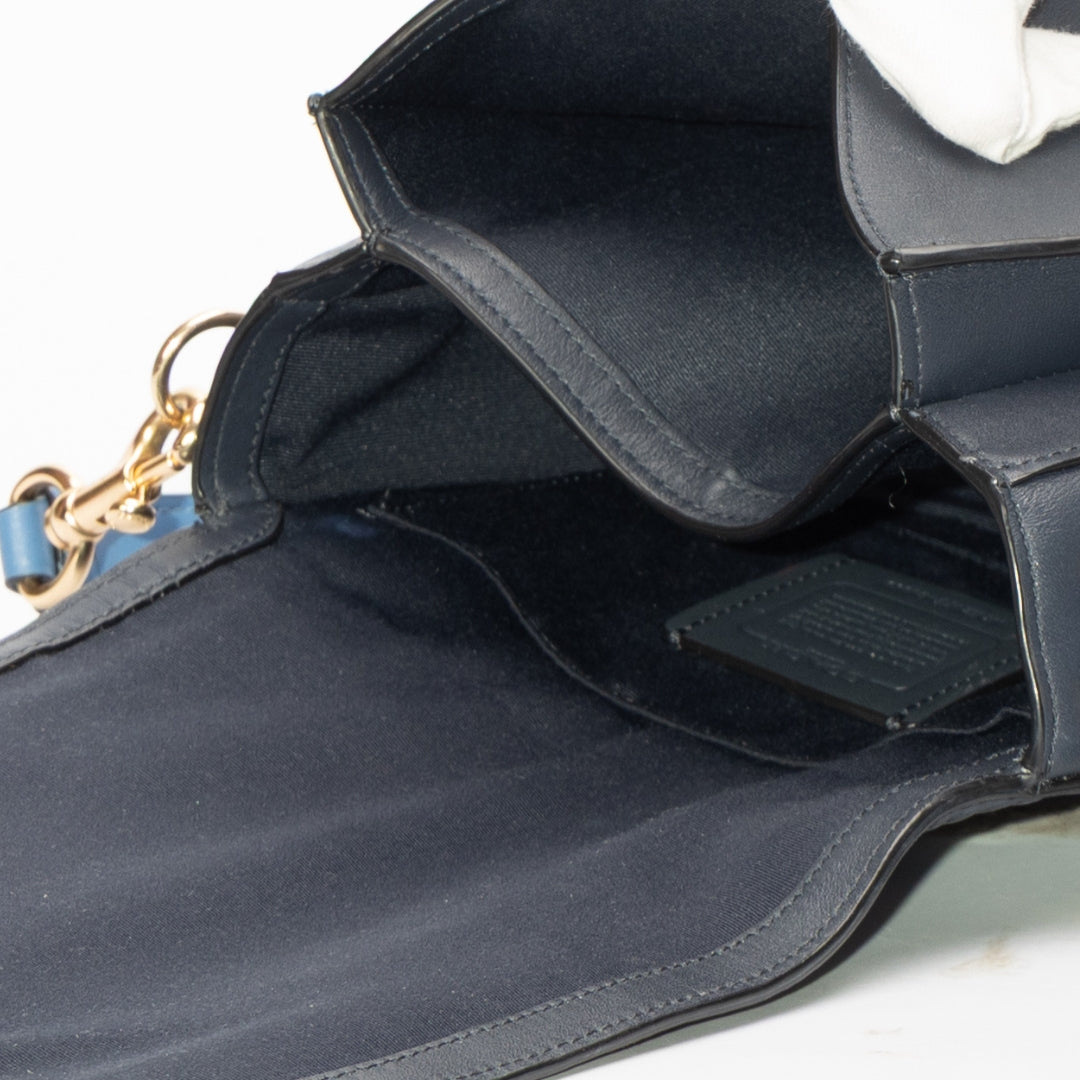 Coach Blue Saddle Bag With Horse And Carriage Dot Print