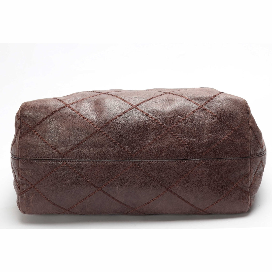 Tory Burch Lysa Diamond Quilted Brown Tote