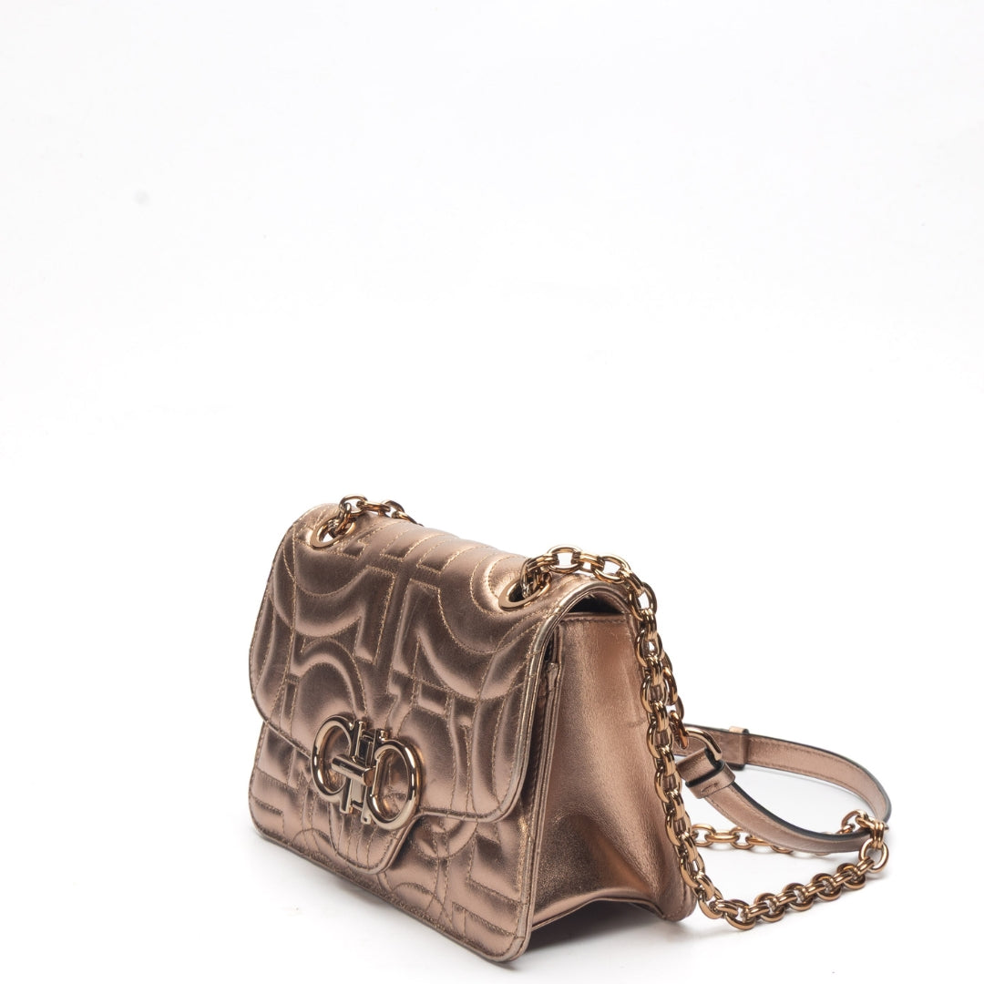Salvatore Ferragamo Copper Gancini Quilted Crossbody Bag