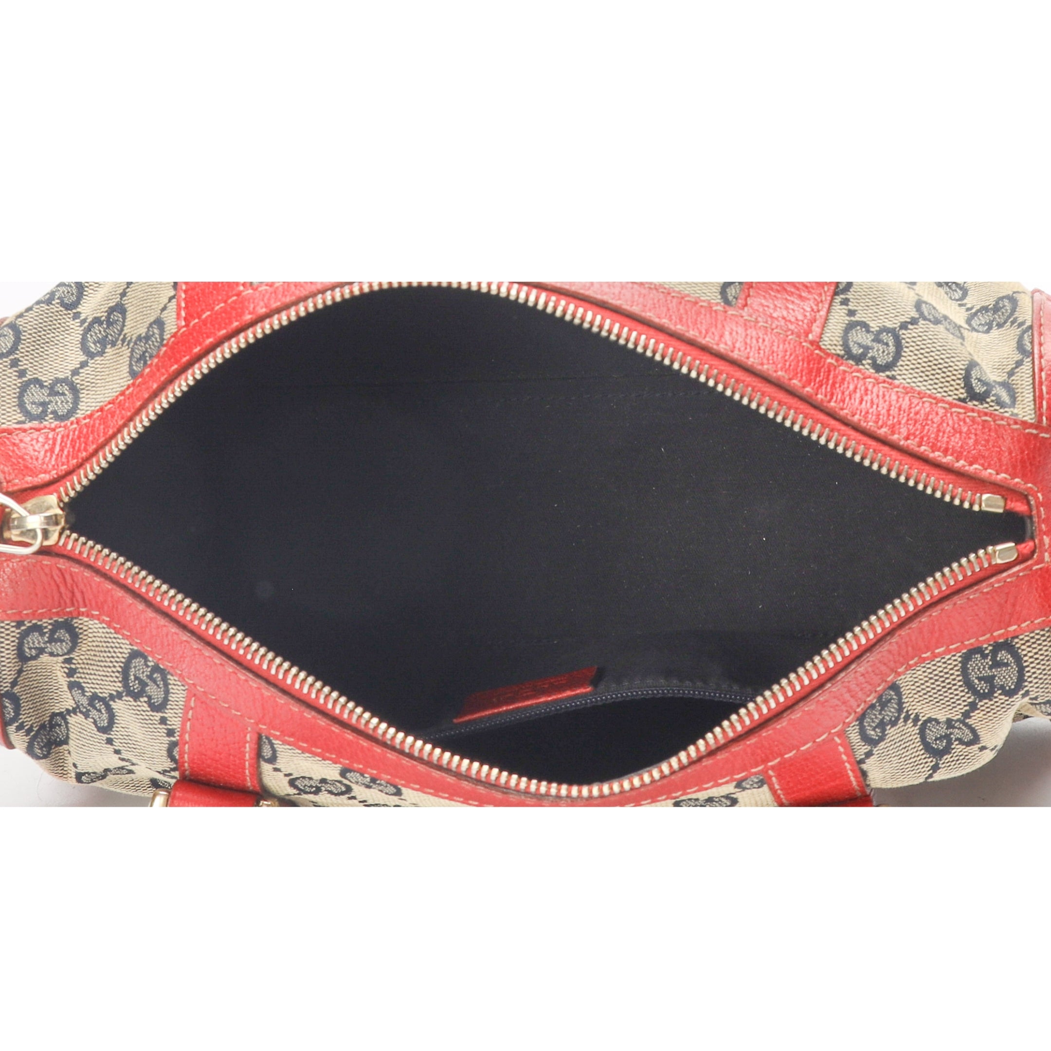 Gucci Red GG Canvas D-Ring Boston Bag