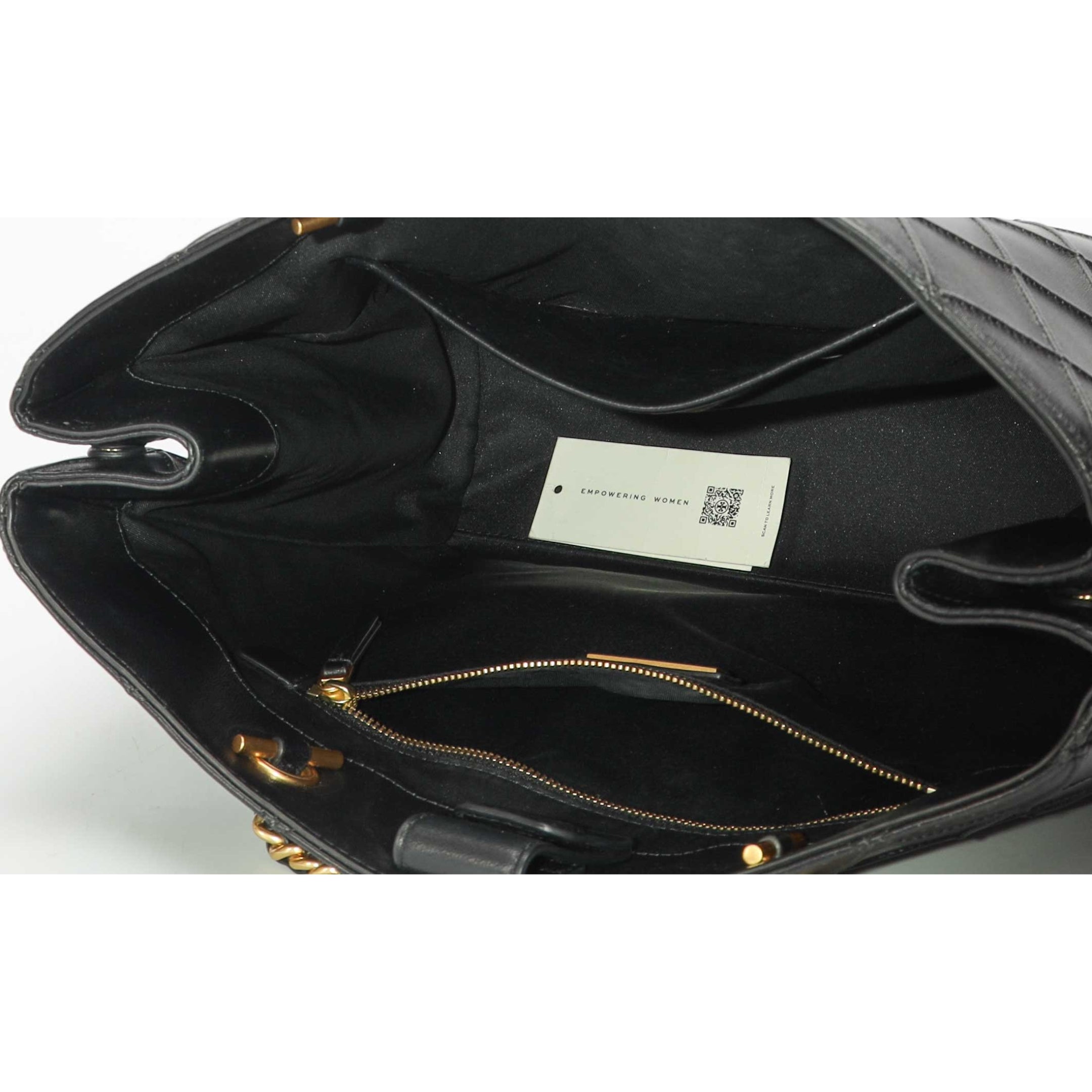 Tory Burch Fleming Black Soft Chain Large Tote