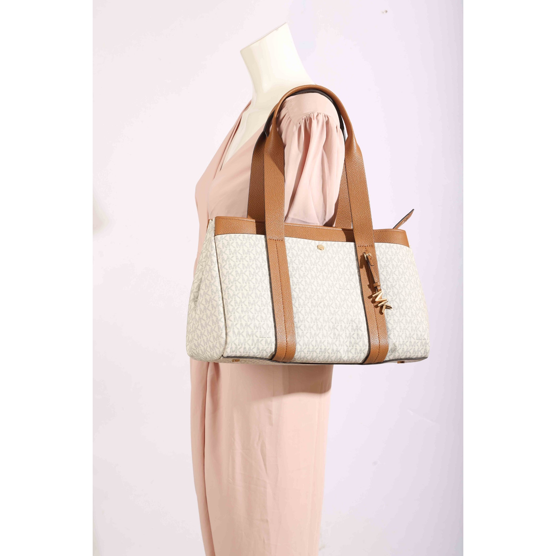 Michael Kors Vanilla Acorn Romee Large Logo Tote