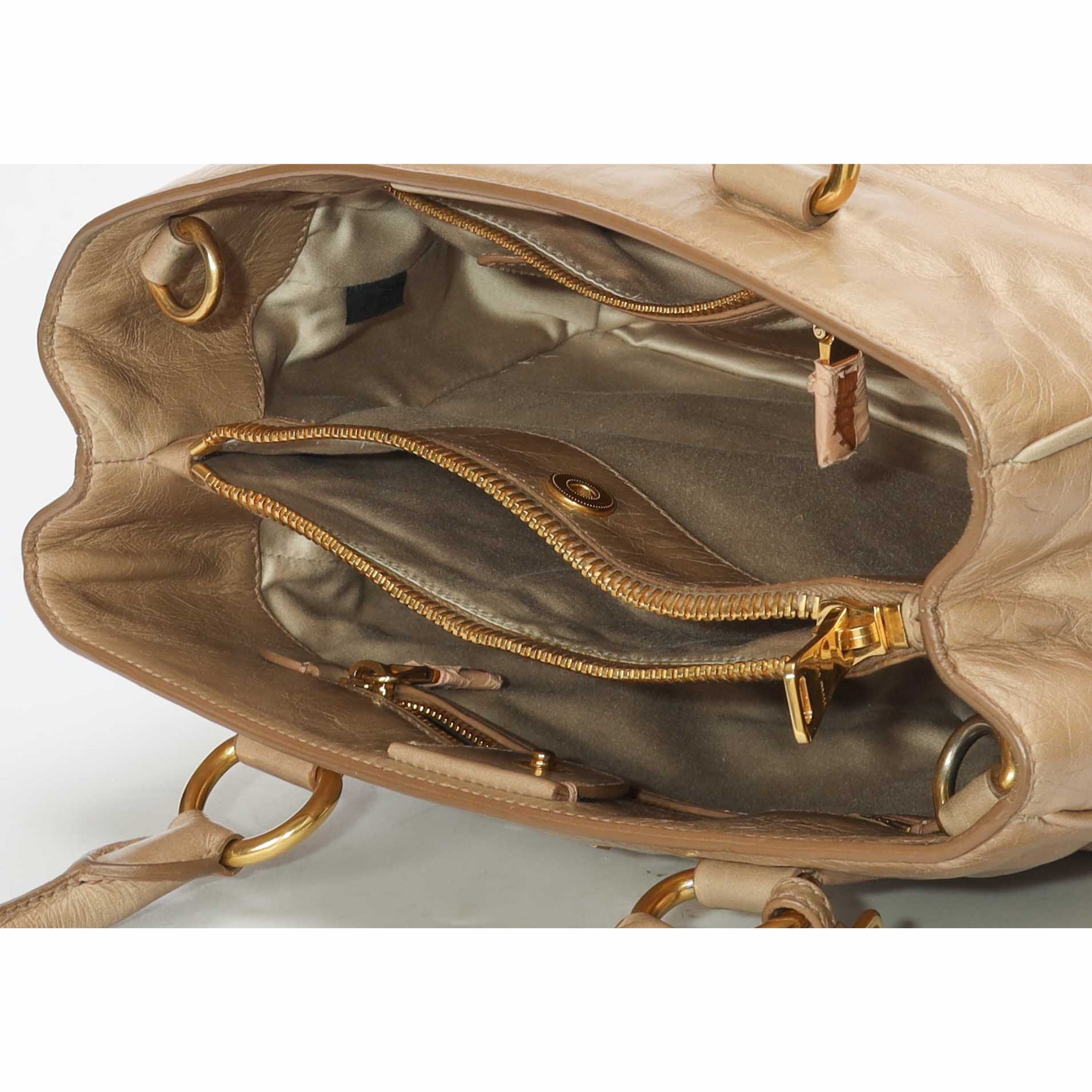 Miu Miu Beige Vitello Shine Convertible Tote